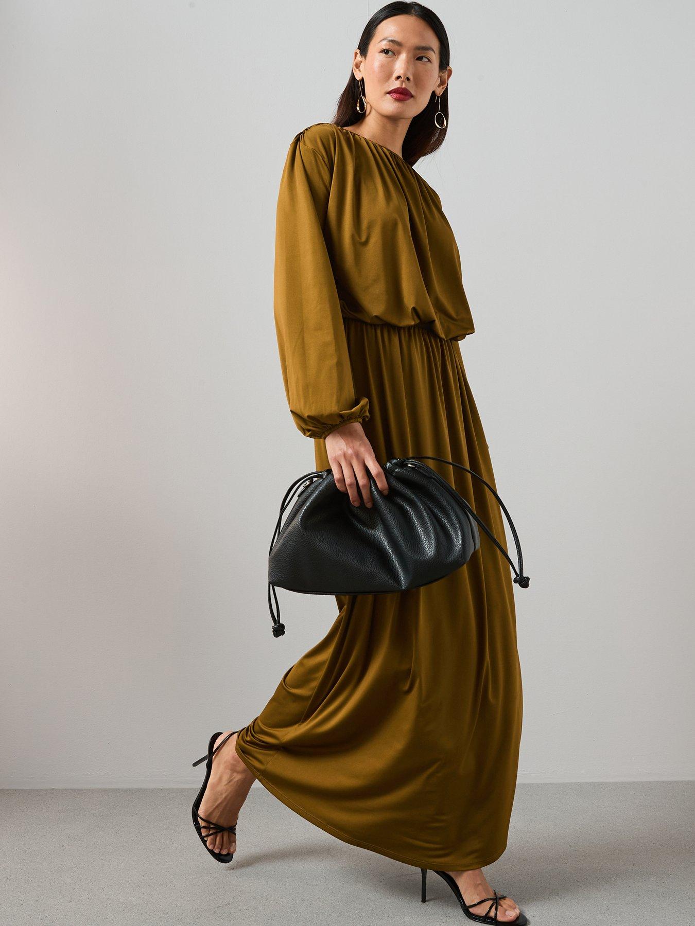 Image 1 of 6 of The Very Collection Volume Maxi Skirt Co-ord - Green