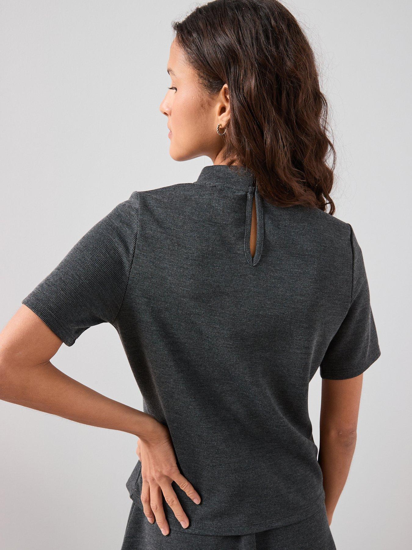 Image 2 of 7 of The Very Collection High Neck Embellished Top Co-Ord - Grey