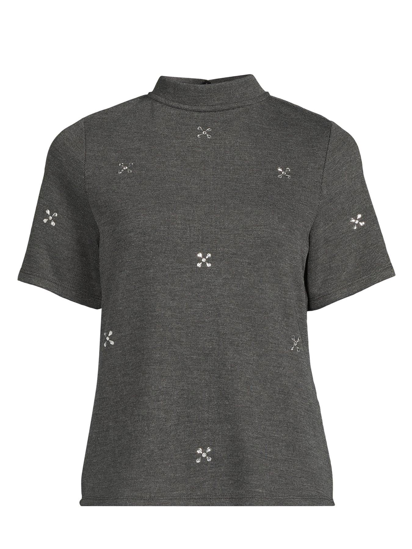 Image 7 of 7 of The Very Collection High Neck Embellished Top Co-Ord - Grey