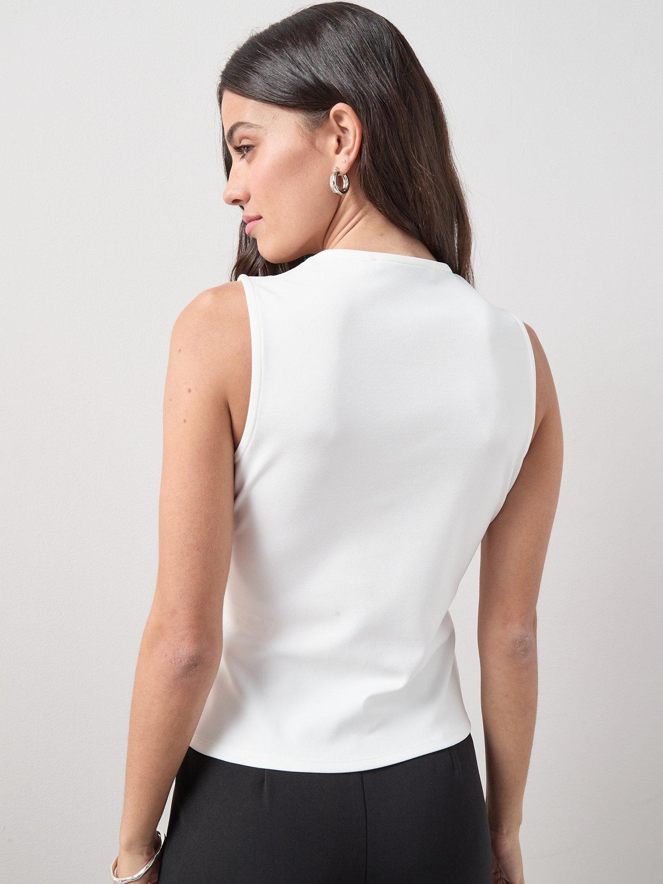 stillFront image of the-very-collection-pearl-detail-corset-top-cream