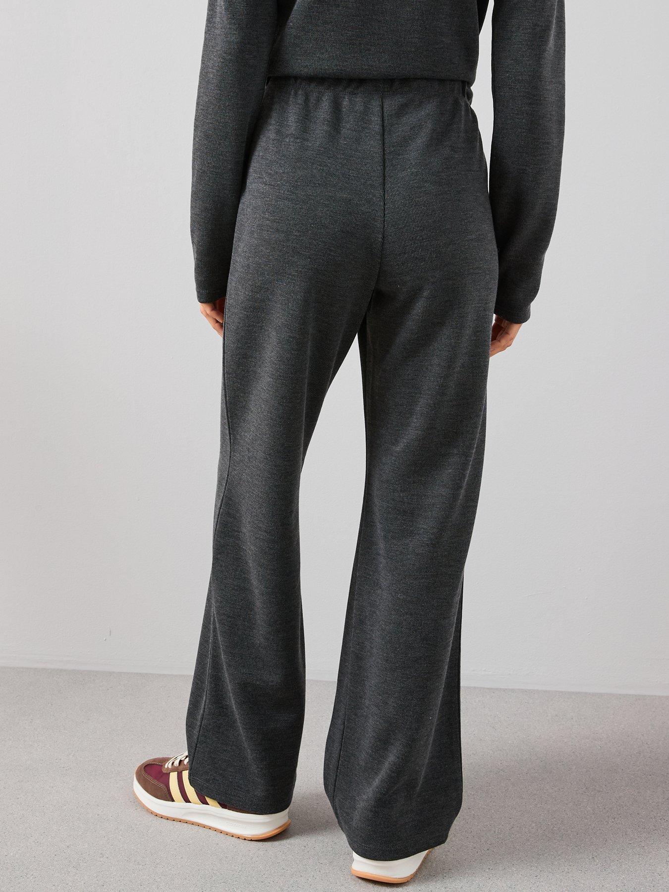  image of the-very-collection-heavy-rib-wide-leg-trouser-co-ord-grey