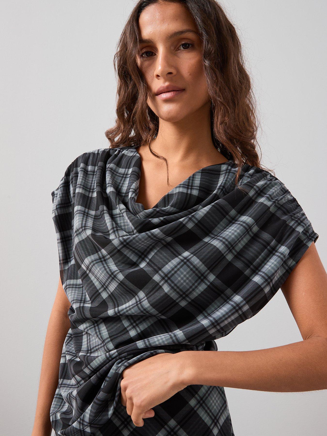 The Very Collection Ruched Shoulder Check Top Co-Ord - Multi