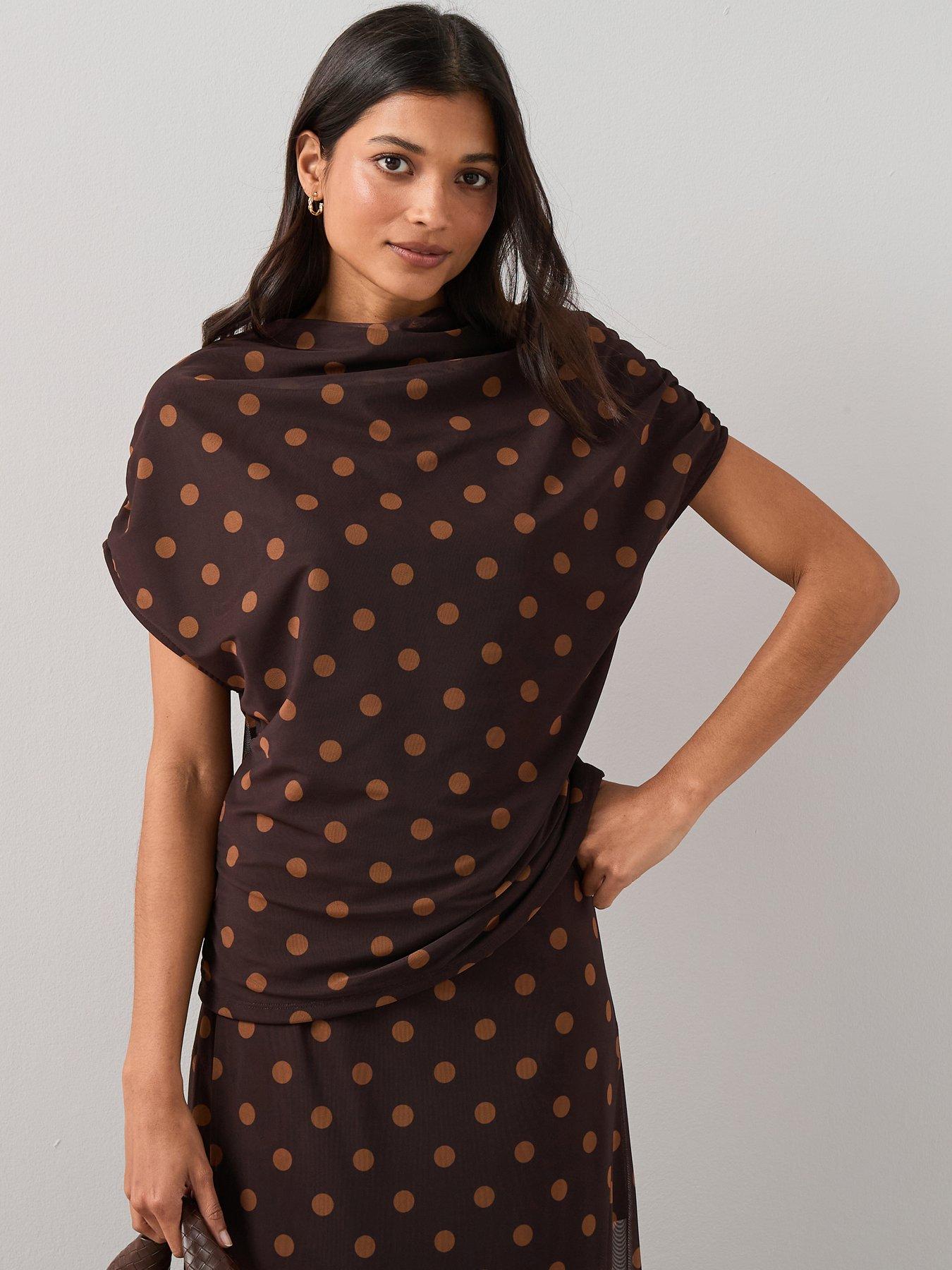  image of the-very-collection-ruched-shoulder-top-co-ord-multi
