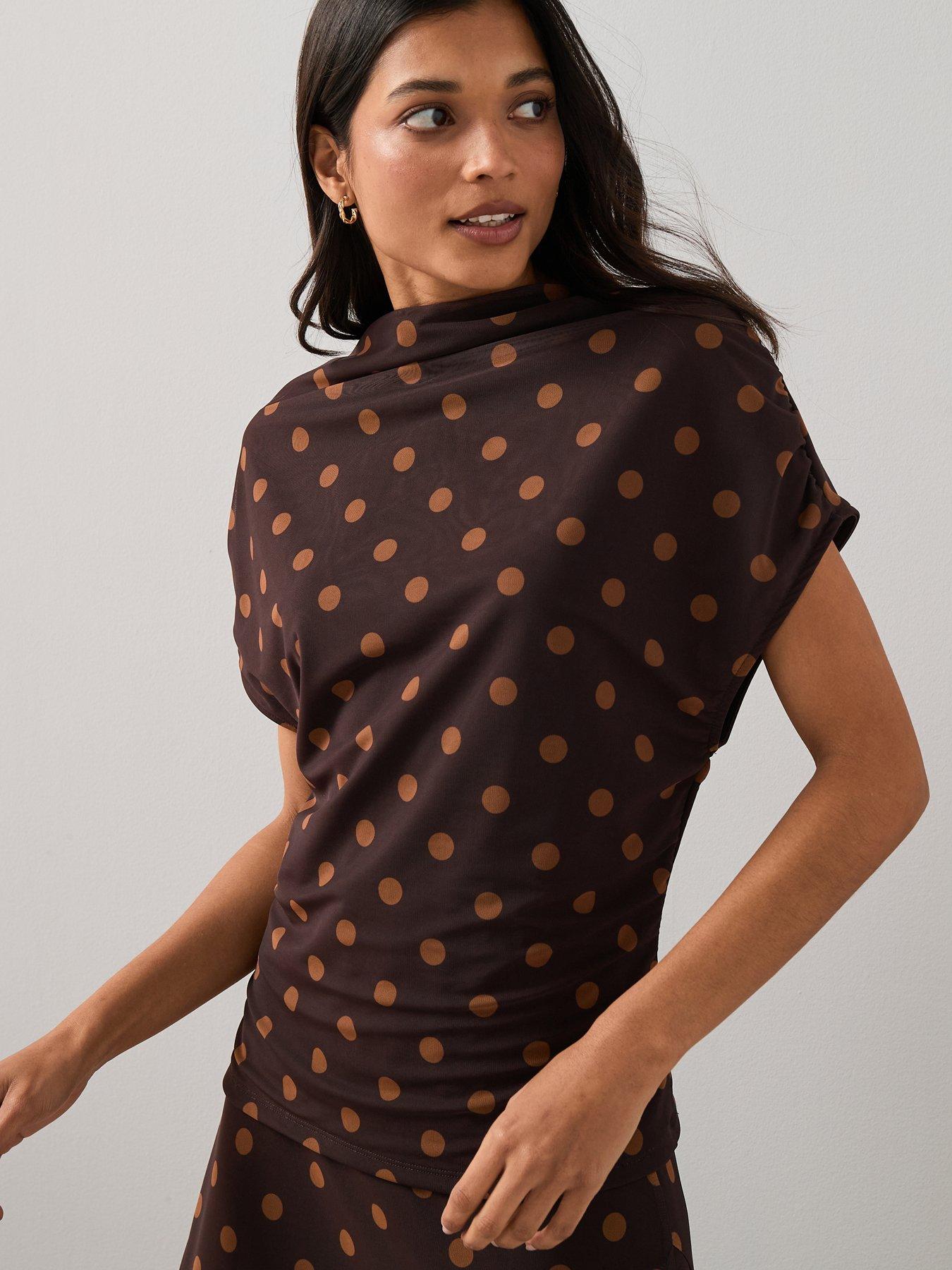  image of the-very-collection-ruched-shoulder-top-co-ord-multi