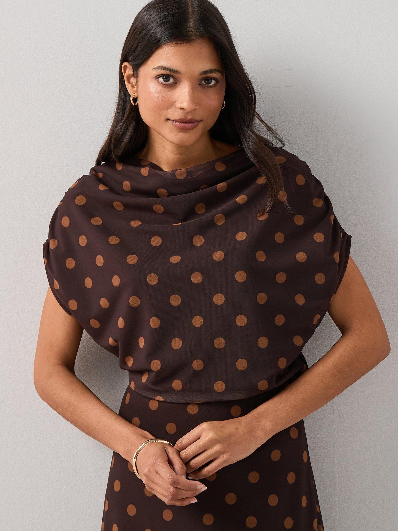  image of the-very-collection-ruched-shoulder-top-co-ord-multi