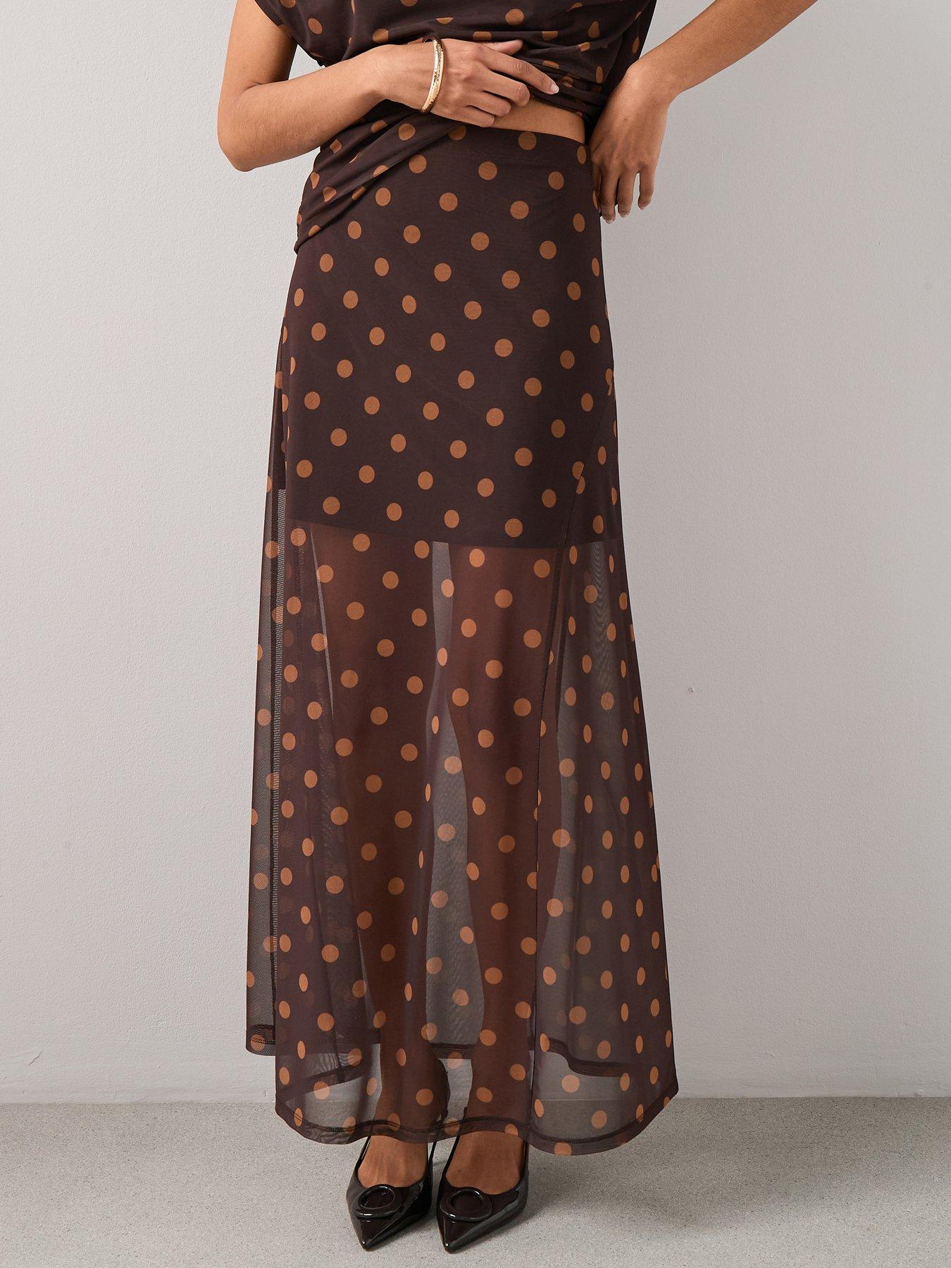  image of the-very-collection-polka-dot-midaxi-skirt-co-ordnbsp-multi