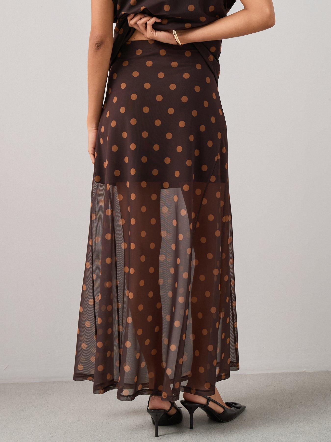 stillFront image of the-very-collection-polka-dot-midaxi-skirt-co-ordnbsp-multi