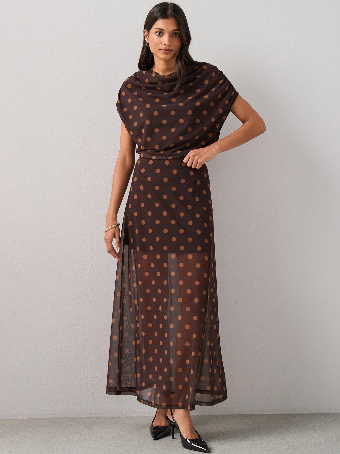  image of the-very-collection-polka-dot-midaxi-skirt-co-ordnbsp-multi