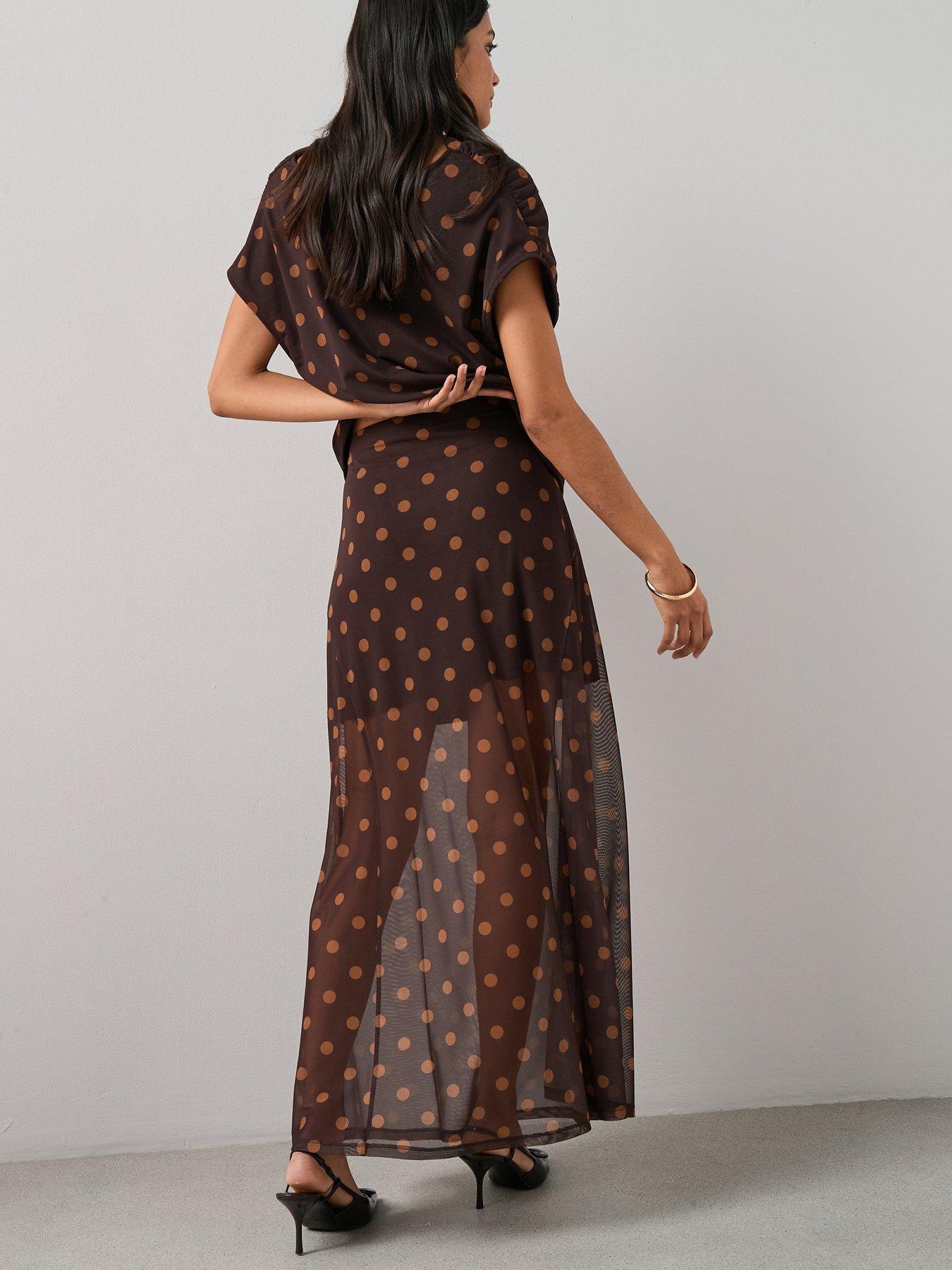  image of the-very-collection-polka-dot-midaxi-skirt-co-ordnbsp-multi