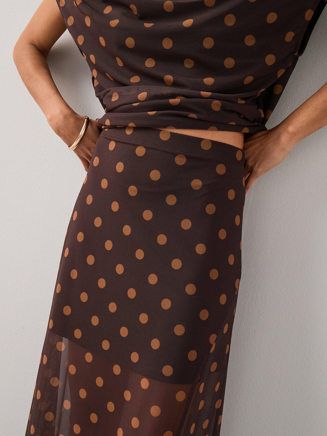  image of the-very-collection-polka-dot-midaxi-skirt-co-ordnbsp-multi