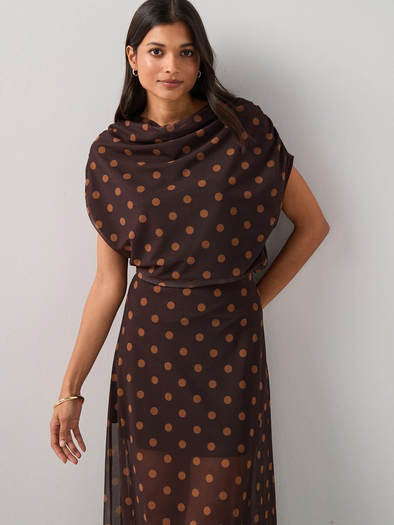  image of the-very-collection-polka-dot-midaxi-skirt-co-ordnbsp-multi