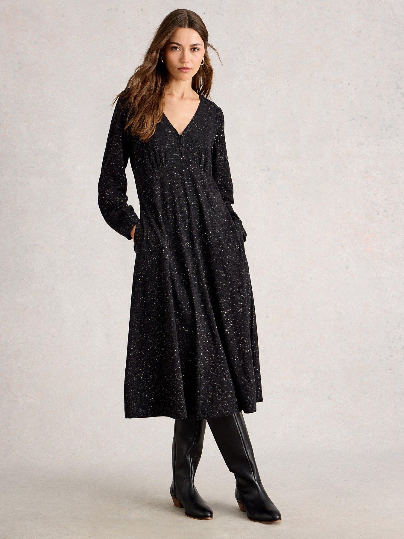 White Stuff Megan Sparkle Jersey Dress - Black
