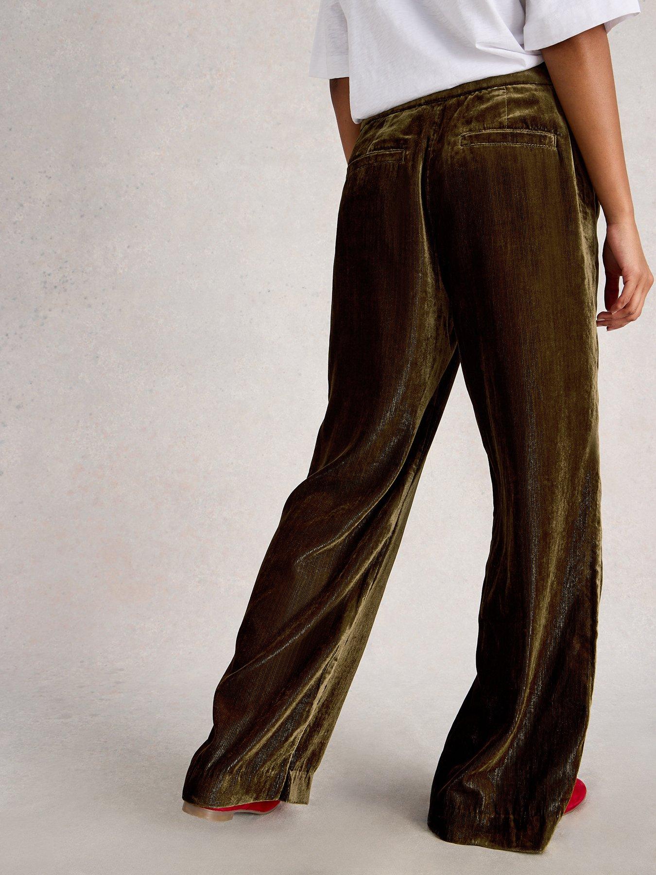 stillFront image of white-stuff-belle-wide-leg-velvet-trouser-green
