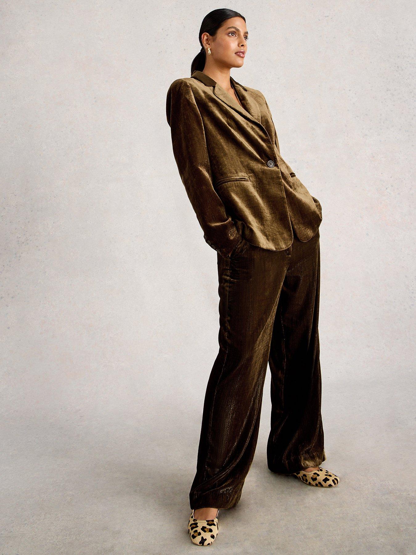  image of white-stuff-belle-wide-leg-velvet-trouser-green