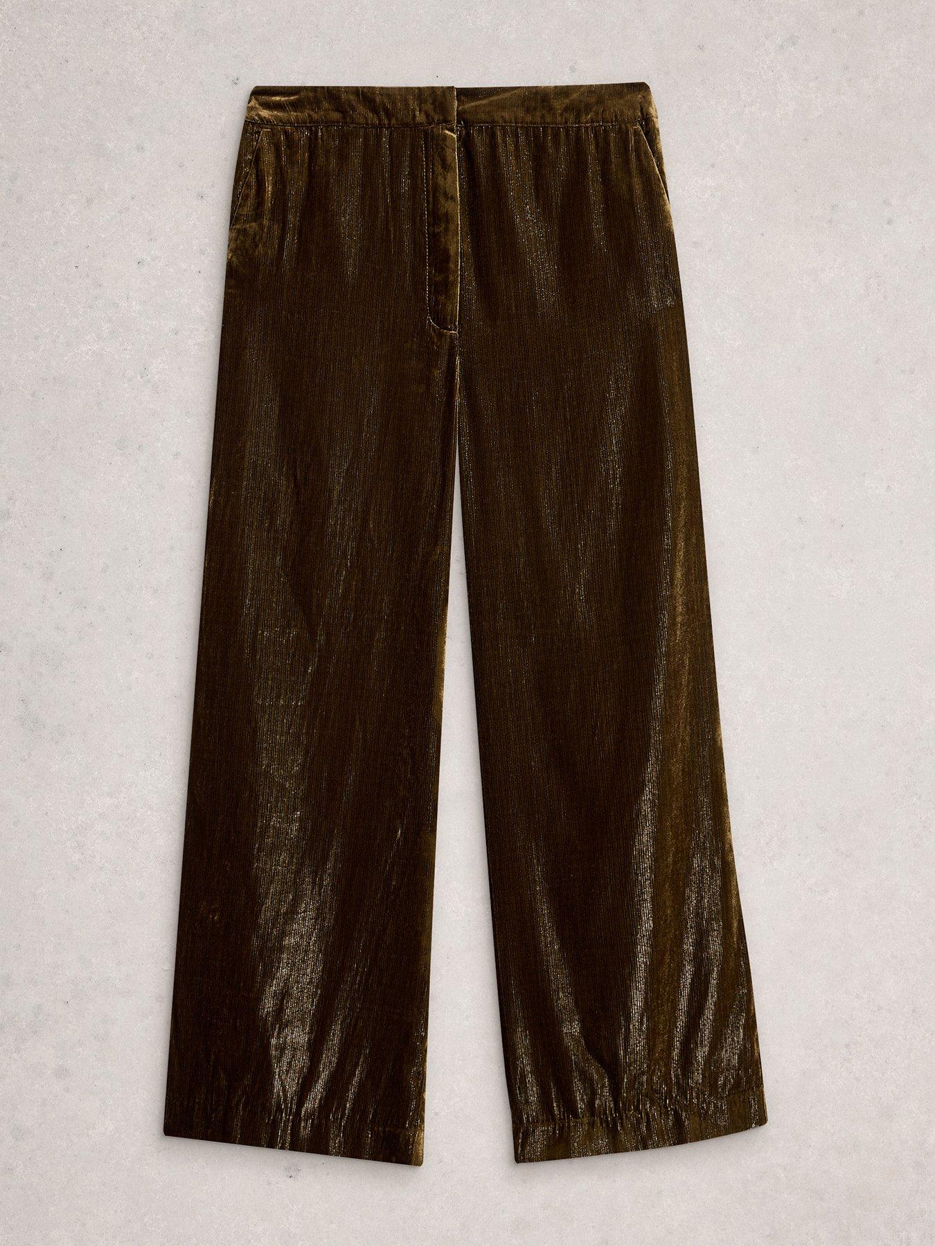  image of white-stuff-belle-wide-leg-velvet-trouser-green