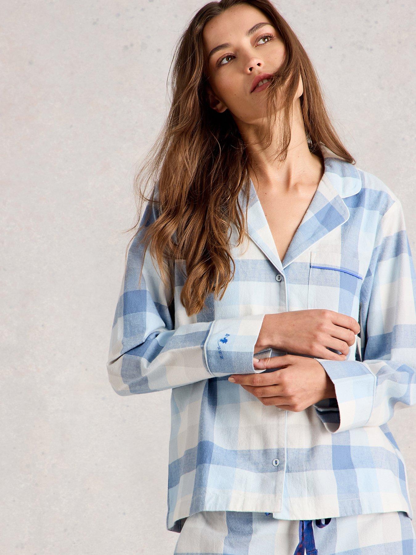 White Stuff Nina Check Pyjama Shirt - Blue