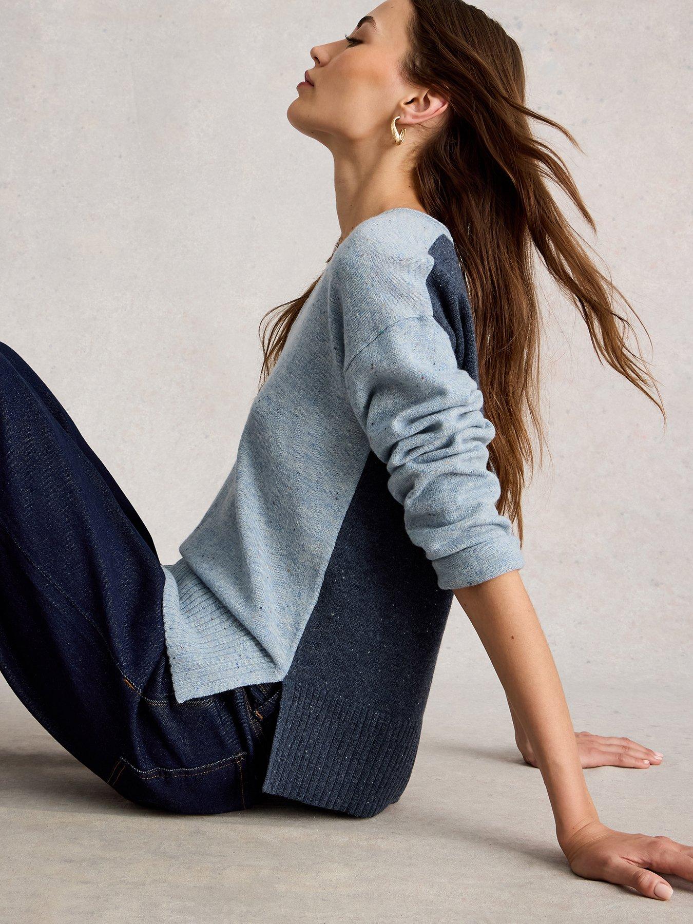 White Stuff Lily V Neck Jumper - Blue