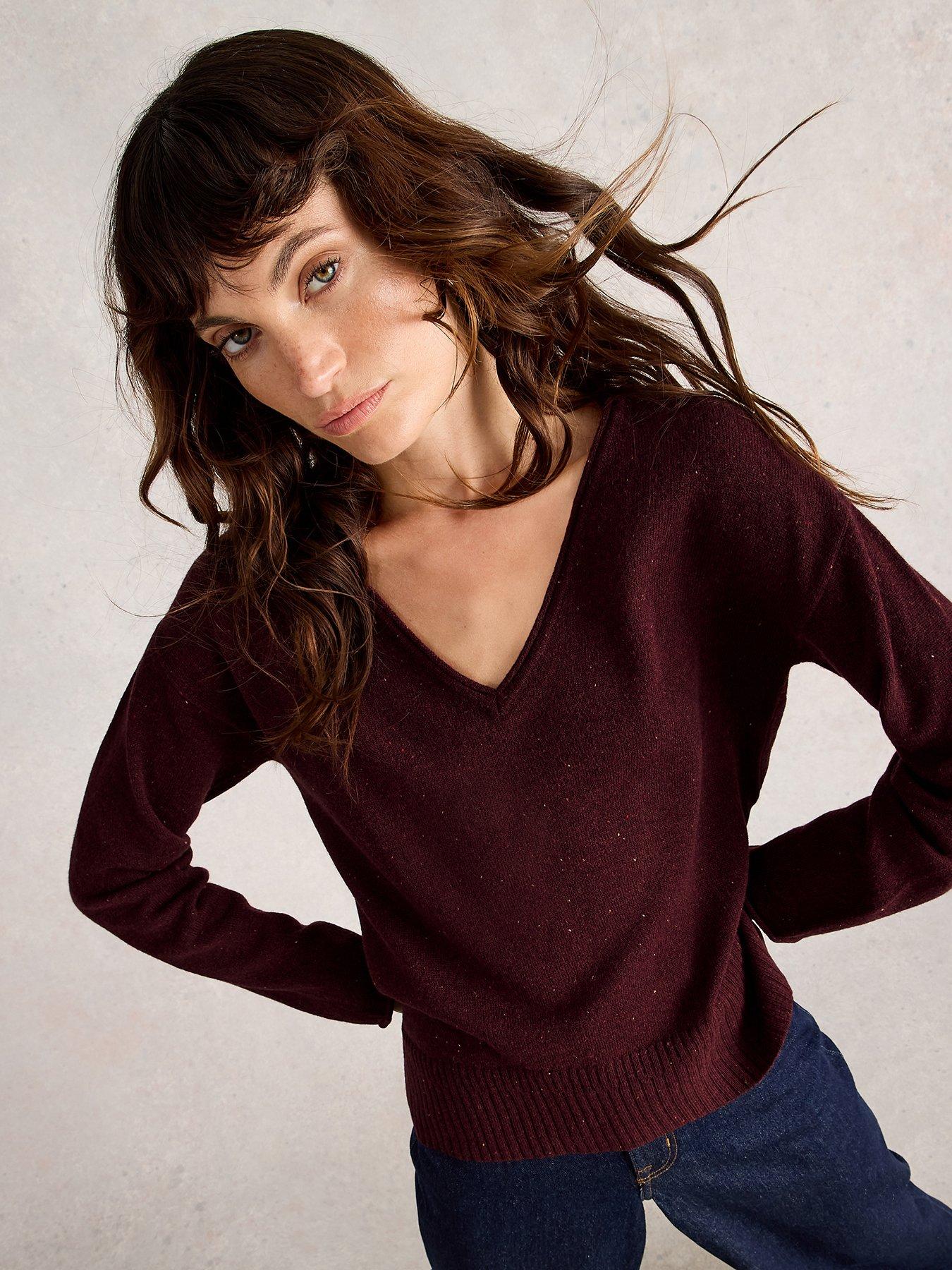 undefined Lily V Neck Jumper - Purple