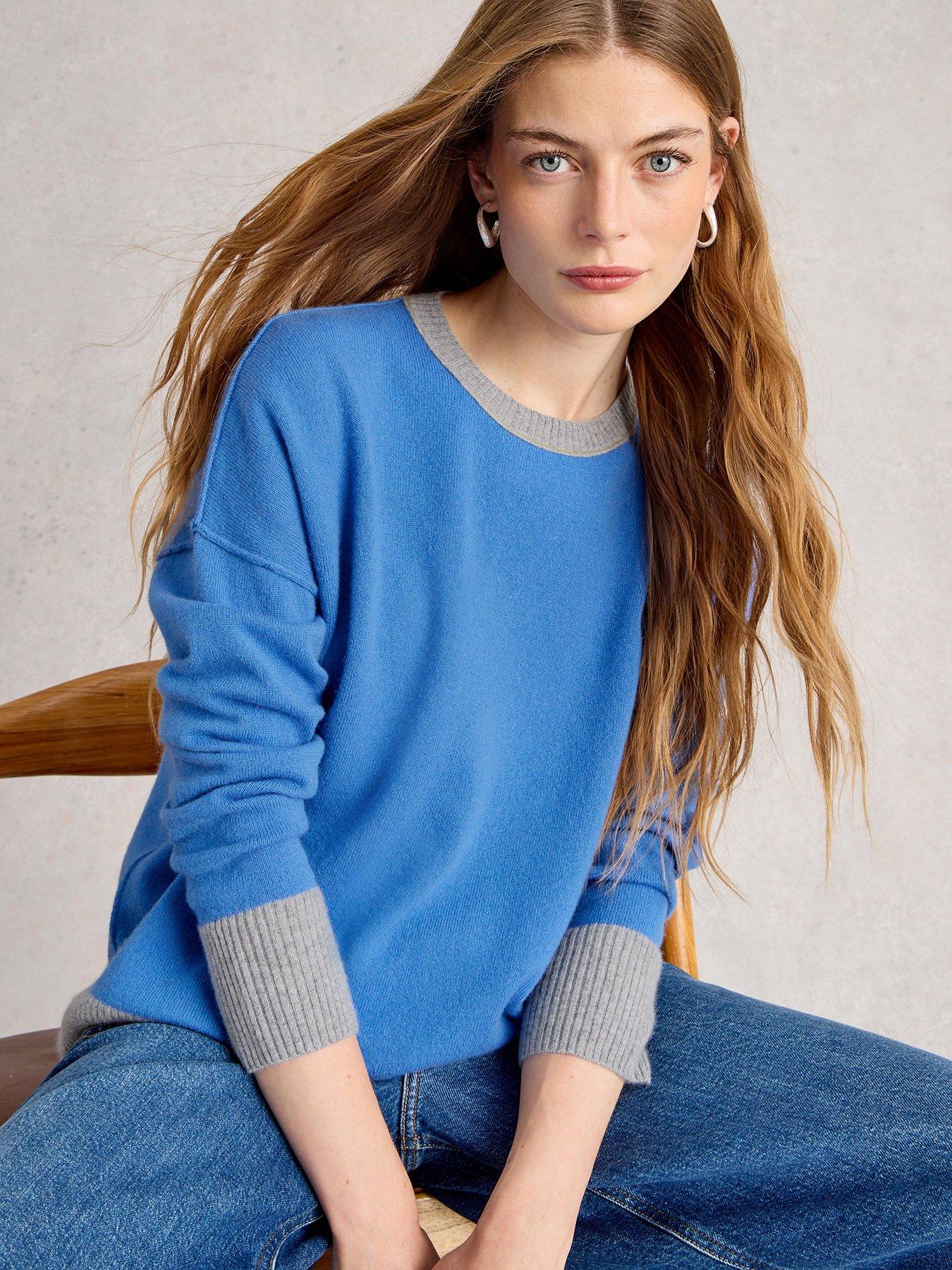 White Stuff Crew Cashmere Jumper - Blue