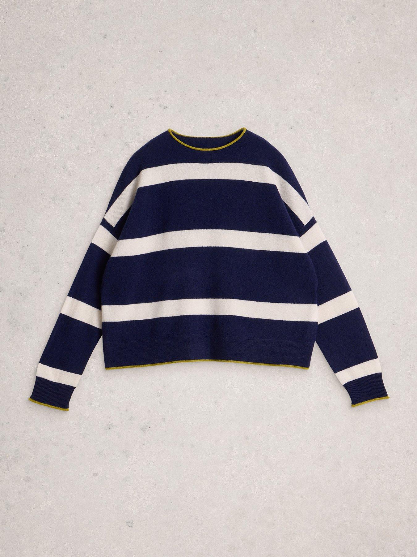 Image 5 of 6 of White Stuff Kitty Stripe Cashmere Jumper - Blue