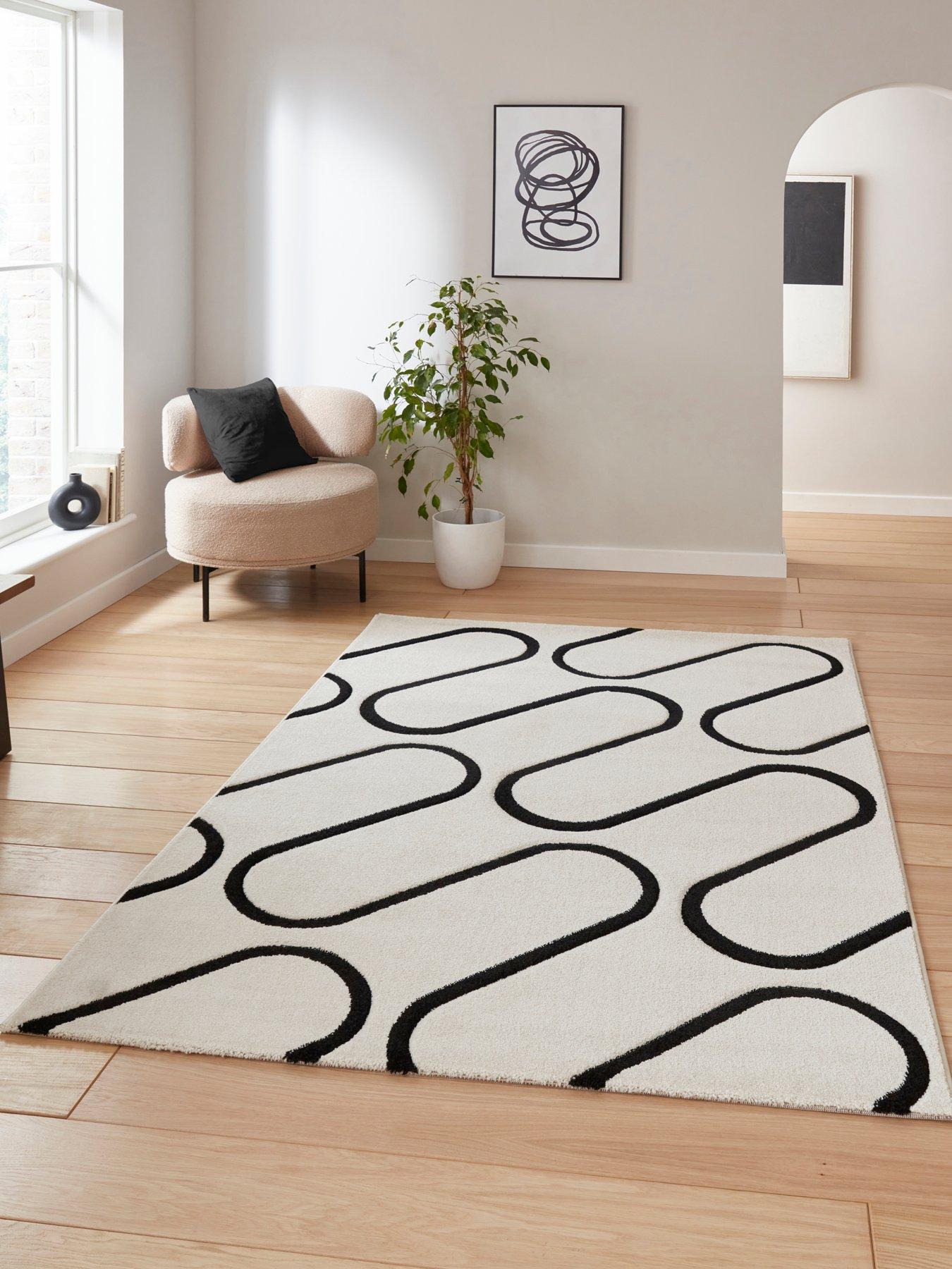 Image 1 of 7 of Catherine Lansfield Linear Curve White/Black