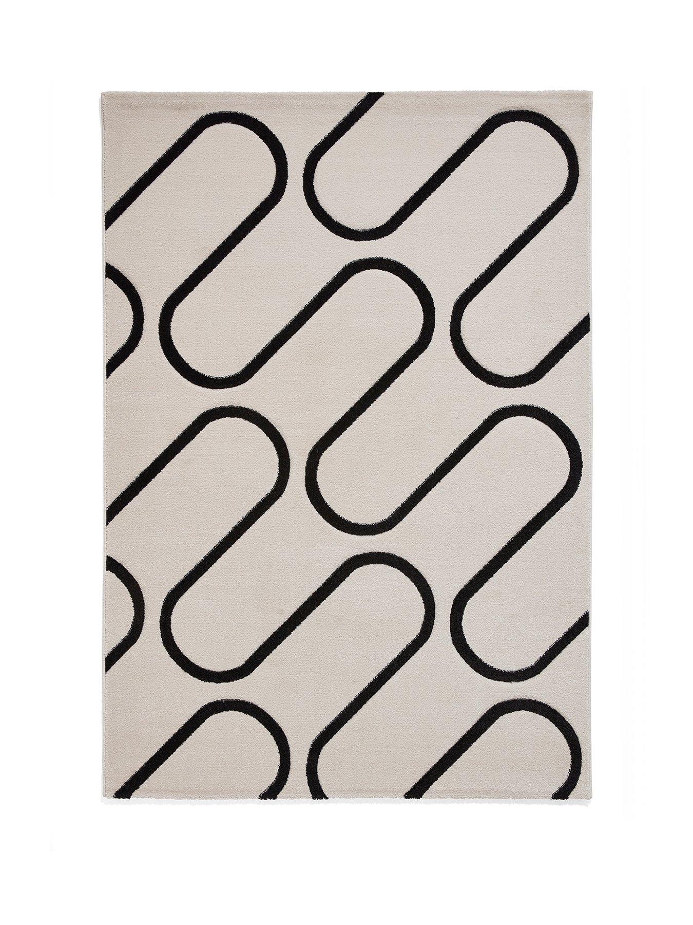 Image 2 of 7 of Catherine Lansfield Linear Curve White/Black