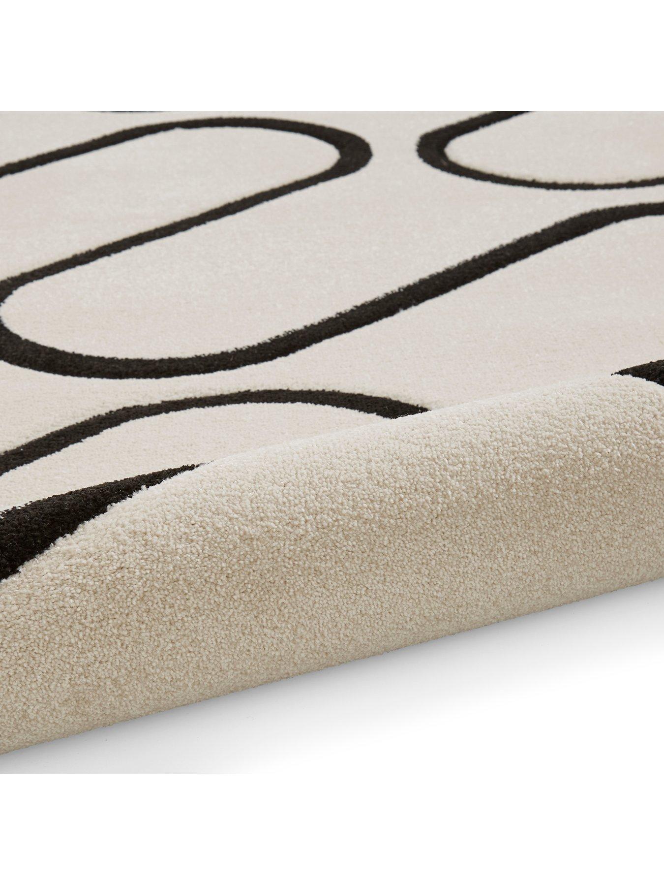 Image 3 of 7 of Catherine Lansfield Linear Curve White/Black