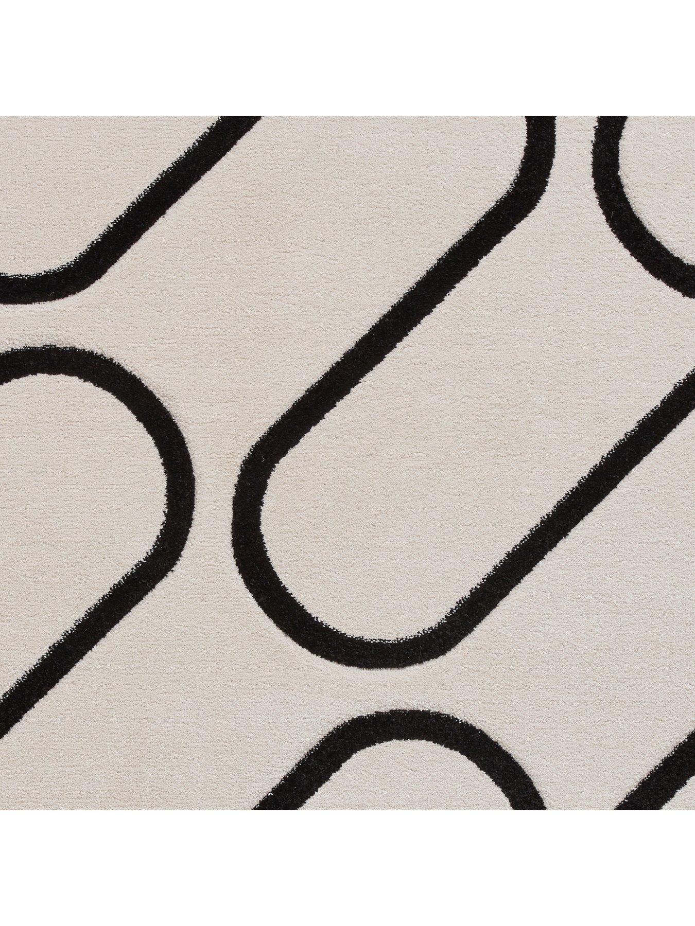 Image 4 of 7 of Catherine Lansfield Linear Curve White/Black