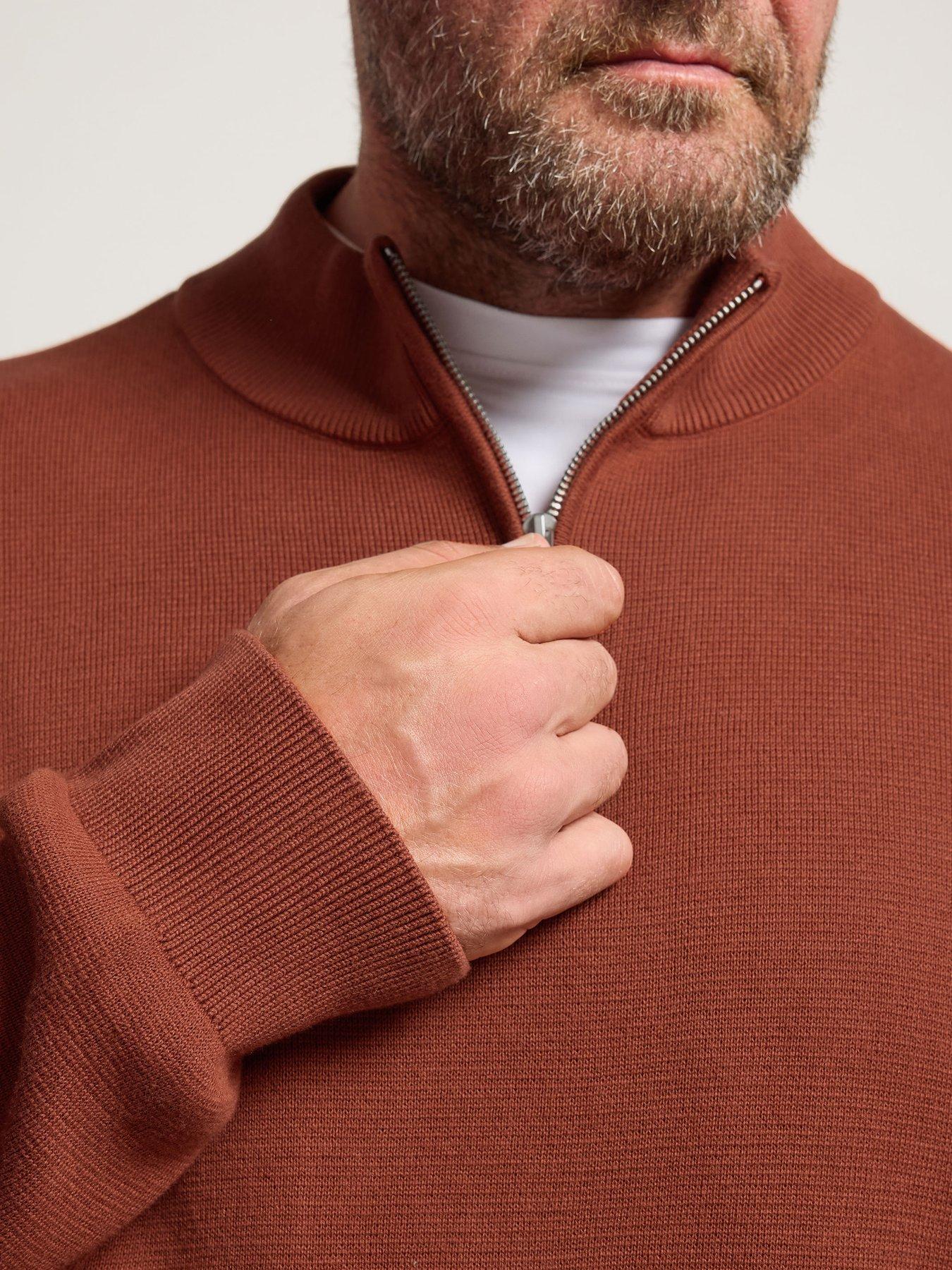 Image 4 of 4 of BadRhino Quarter Zip Knitted Jumper - Orange