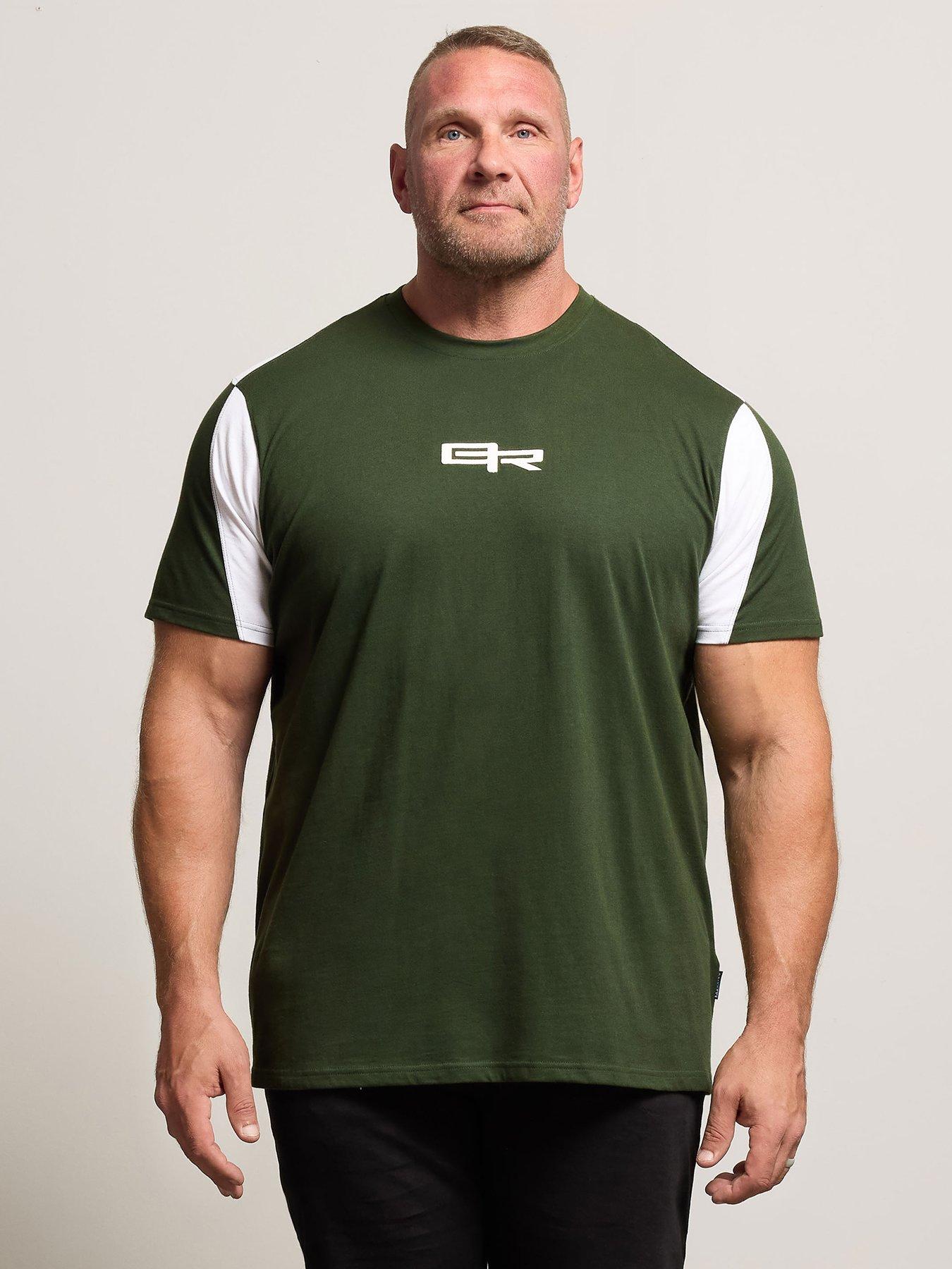 badrhino-colour-block-sleeve-t-shirt-dark-green