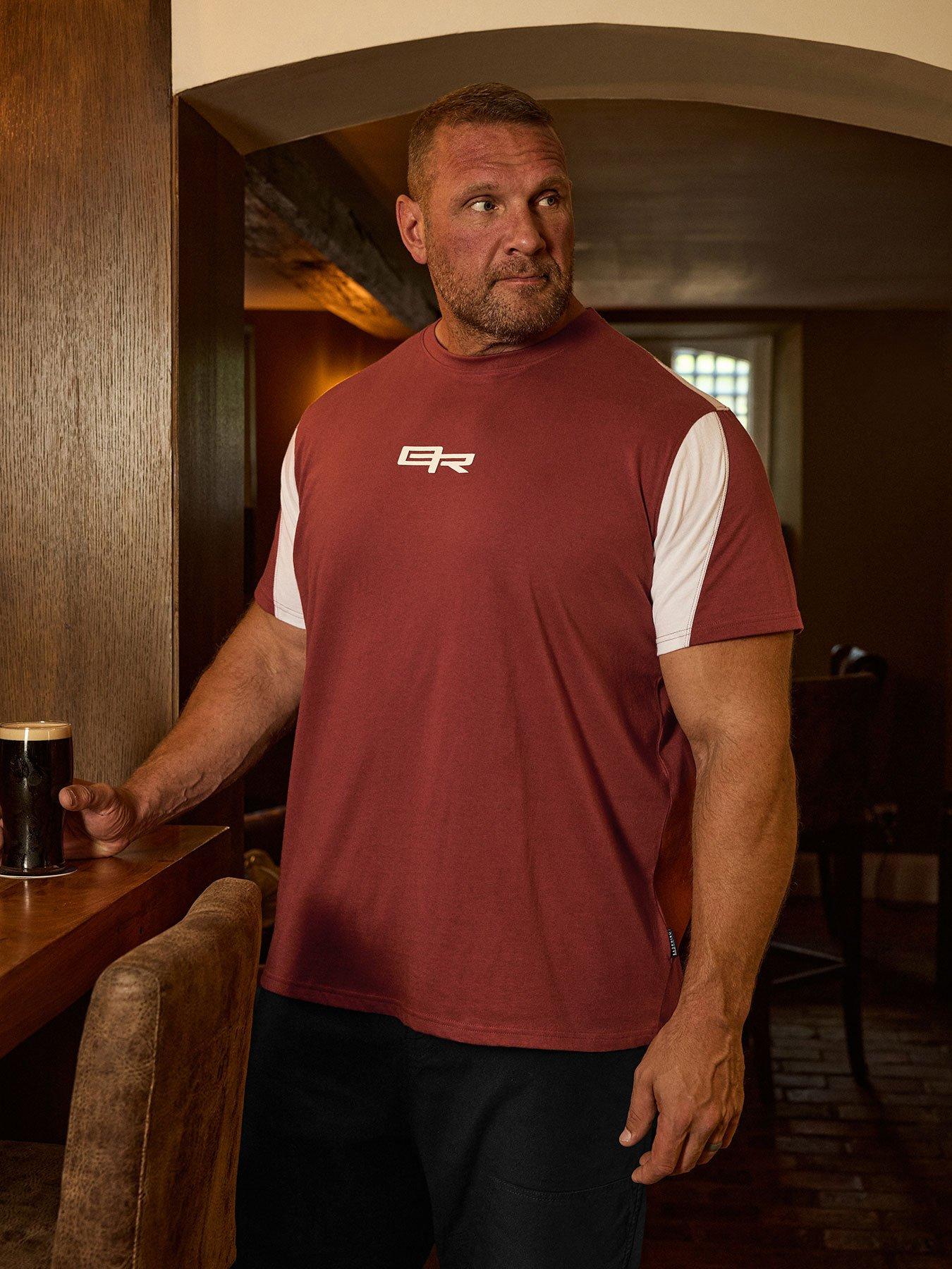 Image 1 of 4 of BadRhino Colour Block Sleeve T-Shirt - Red