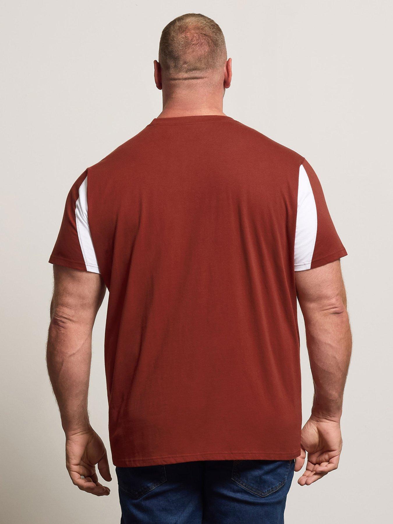 Image 2 of 4 of BadRhino Colour Block Sleeve T-Shirt - Red