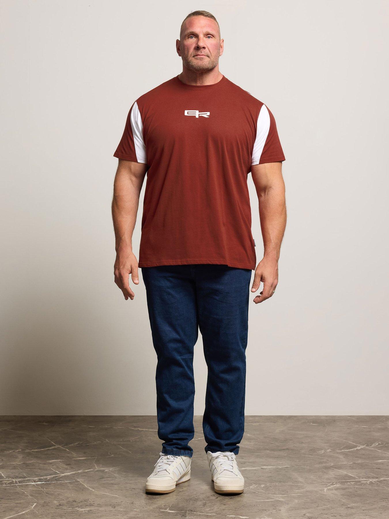 Image 3 of 4 of BadRhino Colour Block Sleeve T-Shirt - Red