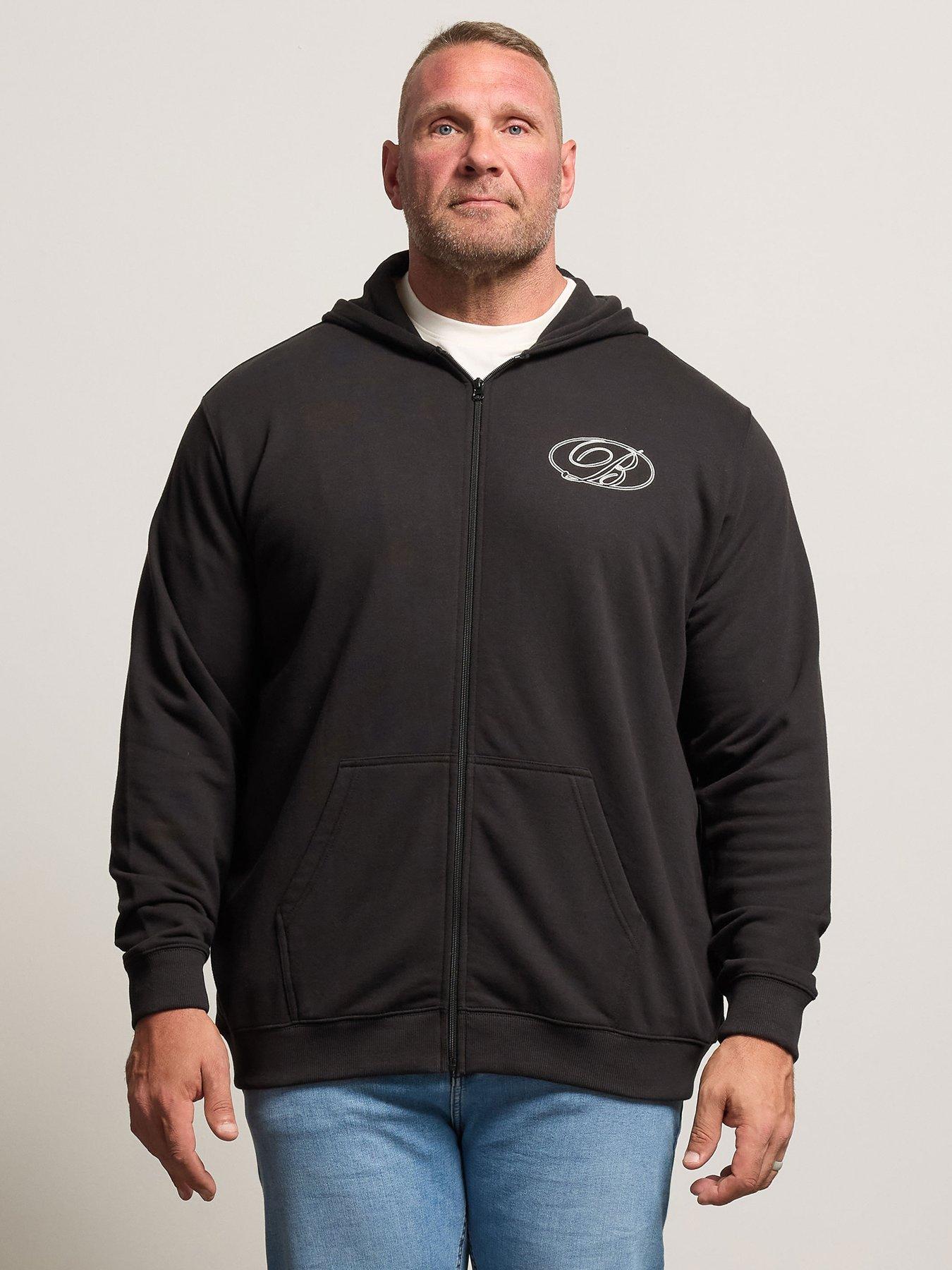 undefined Print Zip Through Hoodie - Black