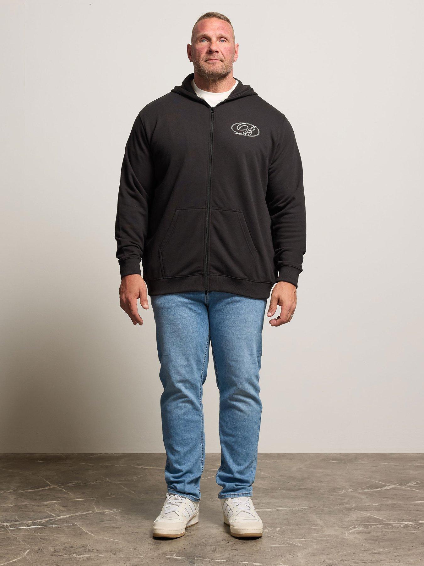 Image 3 of 4 of BadRhino Print Zip Through Hoodie - Black