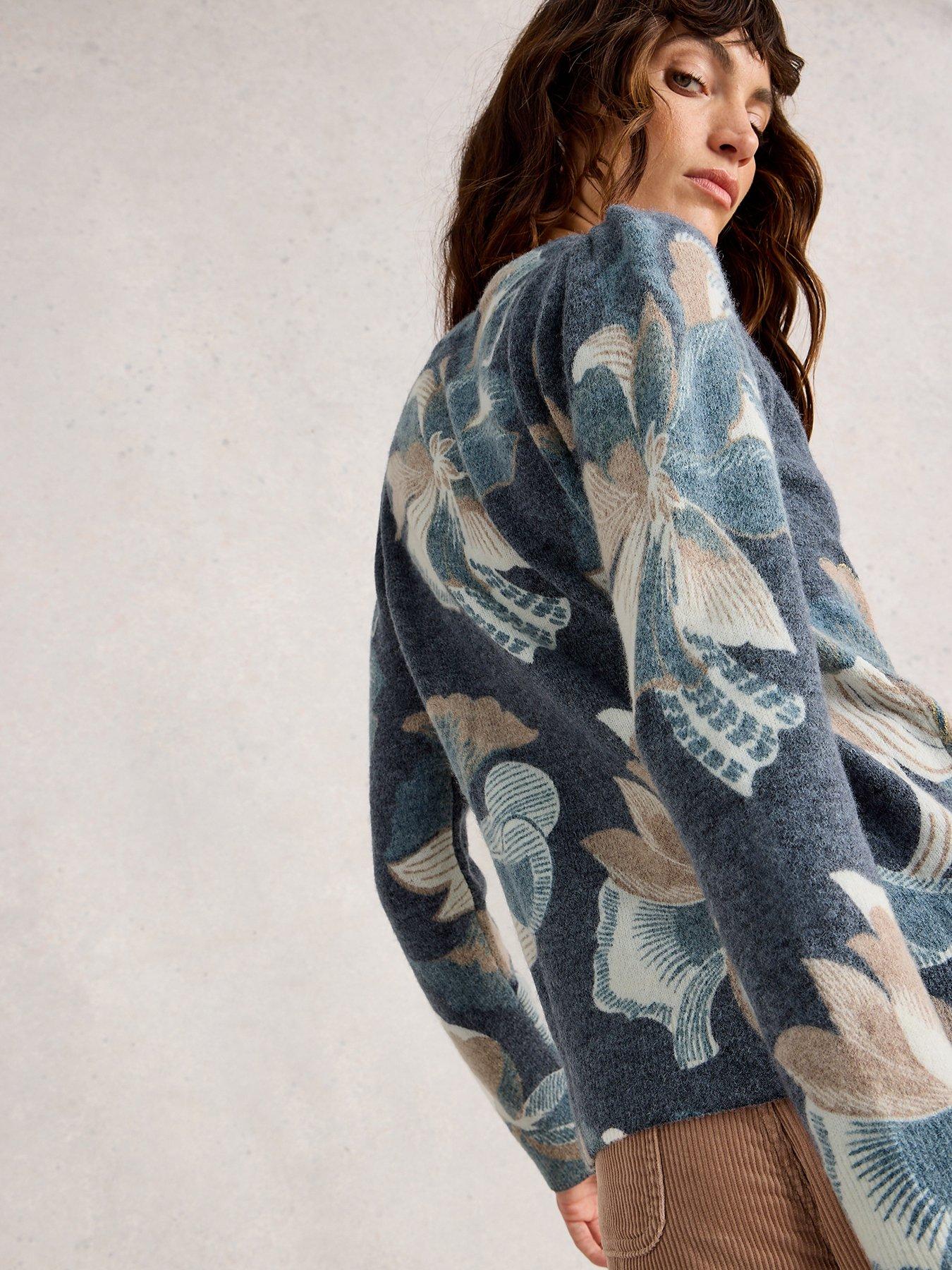 Image 2 of 6 of White Stuff Jodie Printed Foil Jumper - Blue