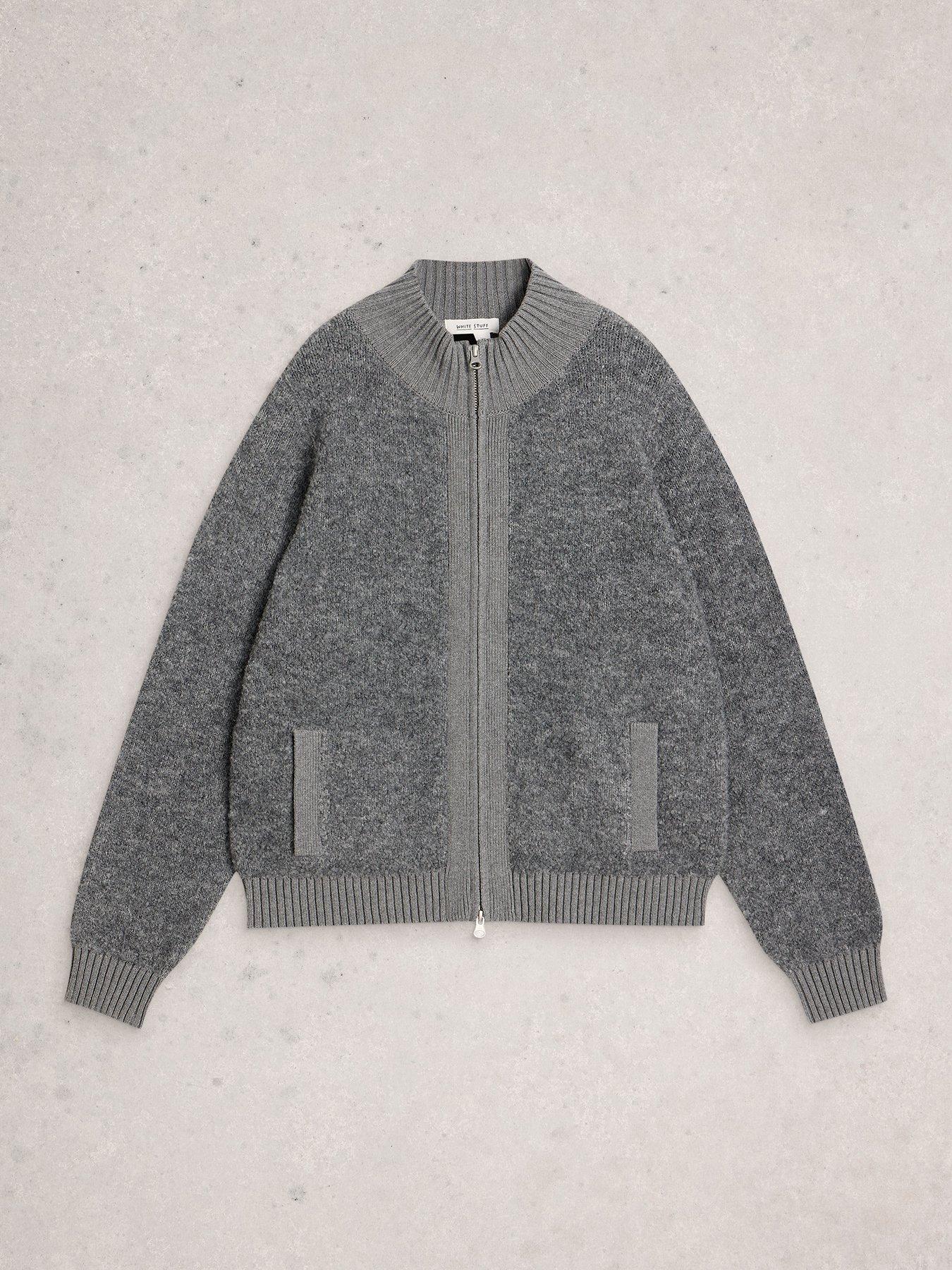  image of white-stuff-bobby-boucle-zip-cardigan-grey