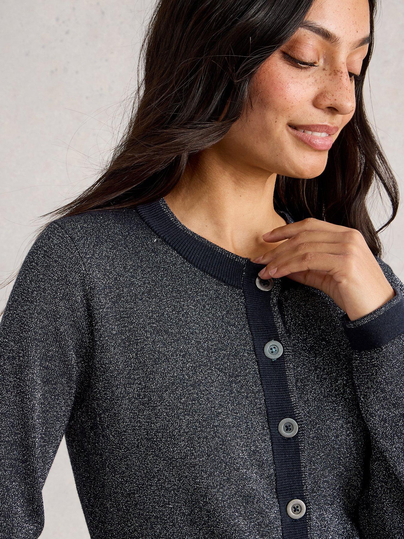 Image 4 of 6 of White Stuff Charlotte Sparkle Cardigan - Blue