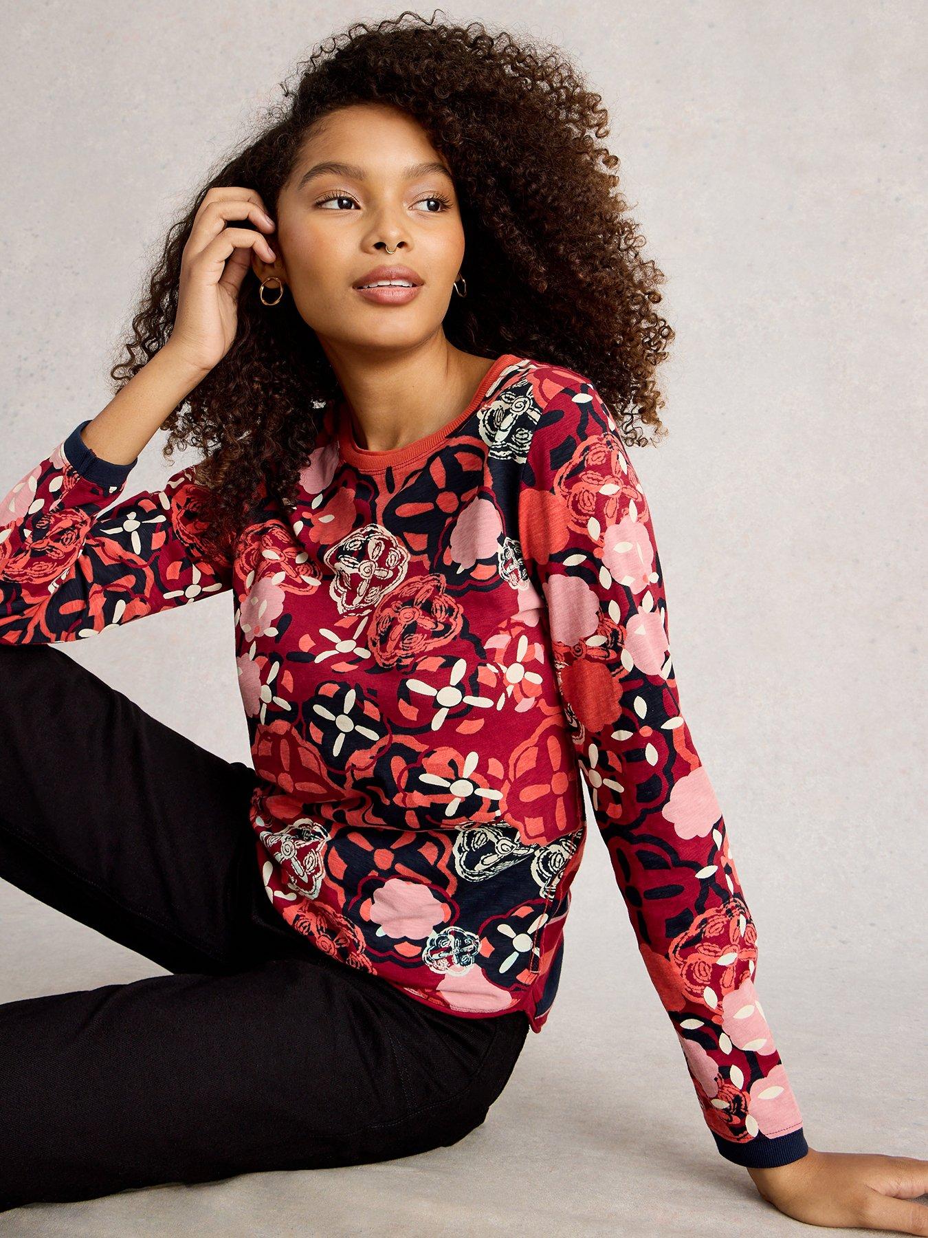 Image 4 of 6 of White Stuff Clara Long Sleeve T-Shirt - Red
