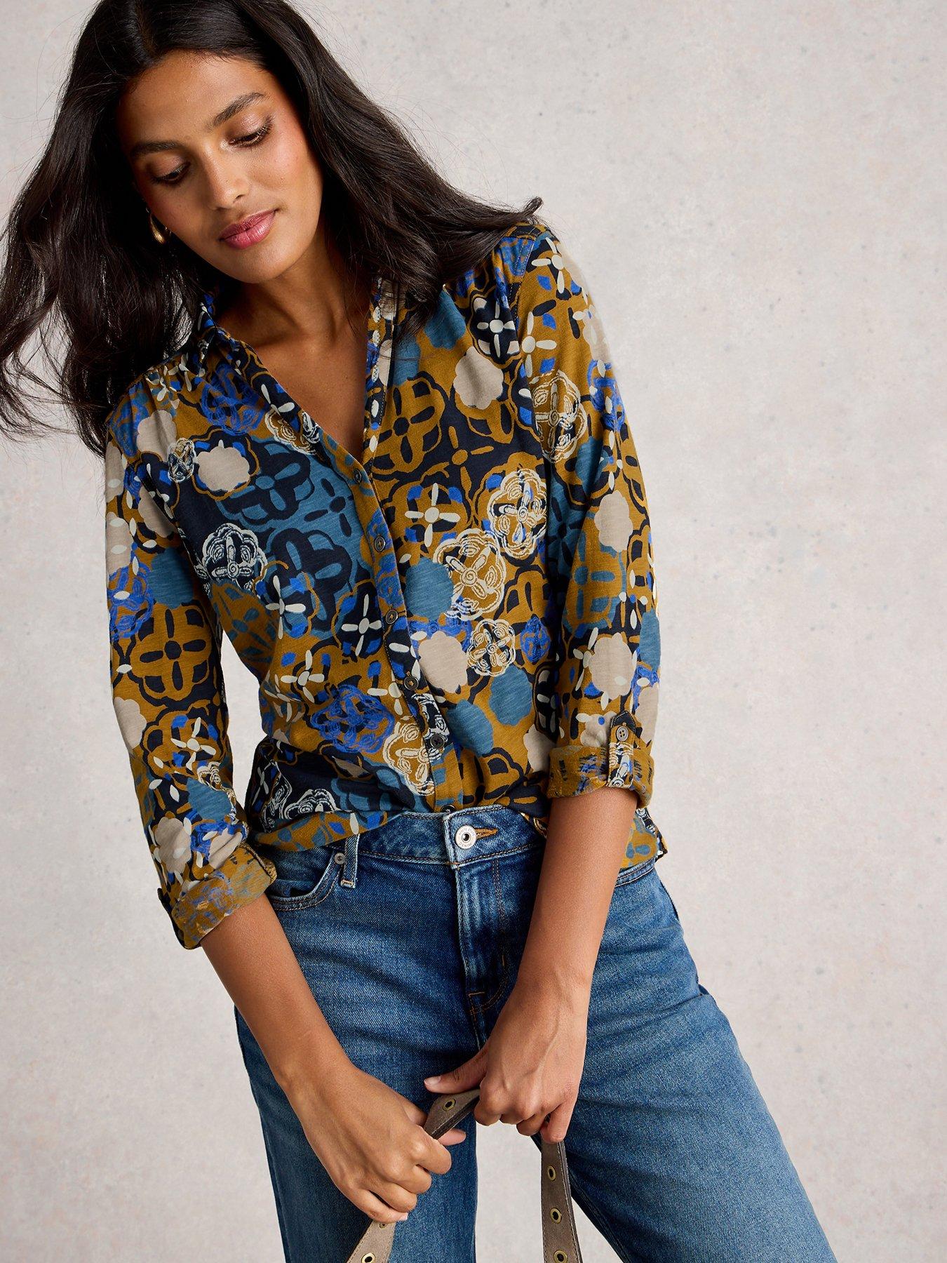 Image 1 of 6 of White Stuff Annie Jersey Shirt - Multi