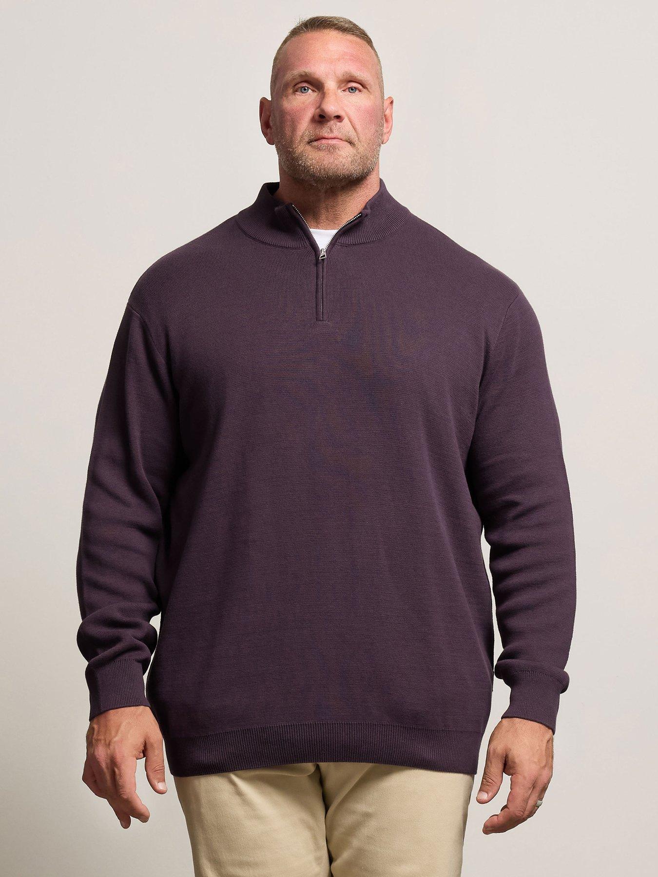 undefined Quarter Zip Knitted Jumper - Dark Purple