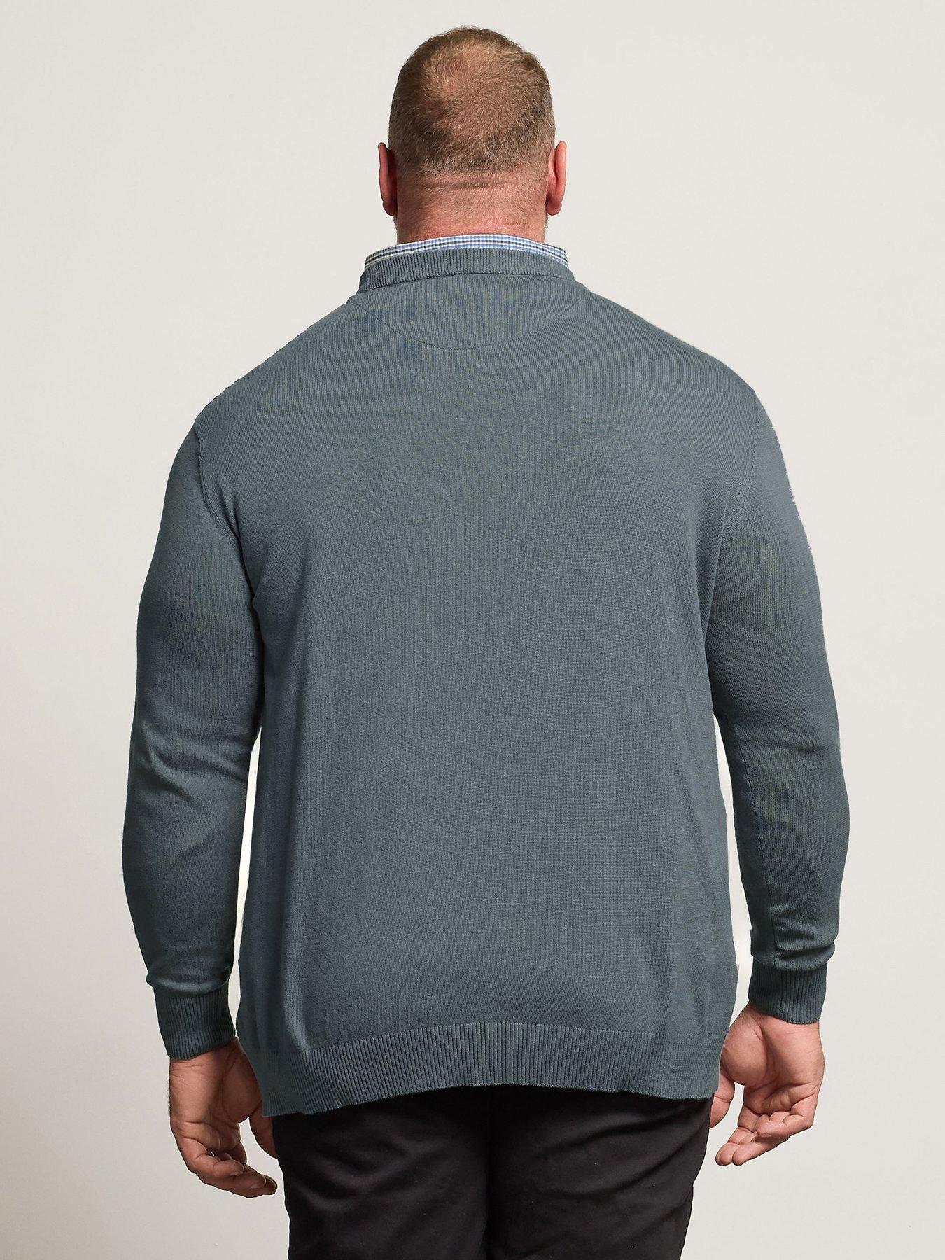 Image 2 of 4 of BadRhino Cable Knit Mock Collar Knitted Jumper - Blue