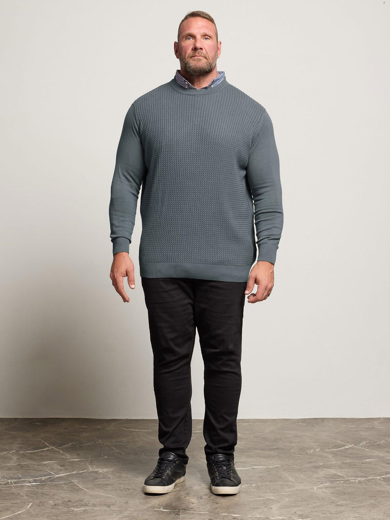 Image 3 of 4 of BadRhino Cable Knit Mock Collar Knitted Jumper - Blue