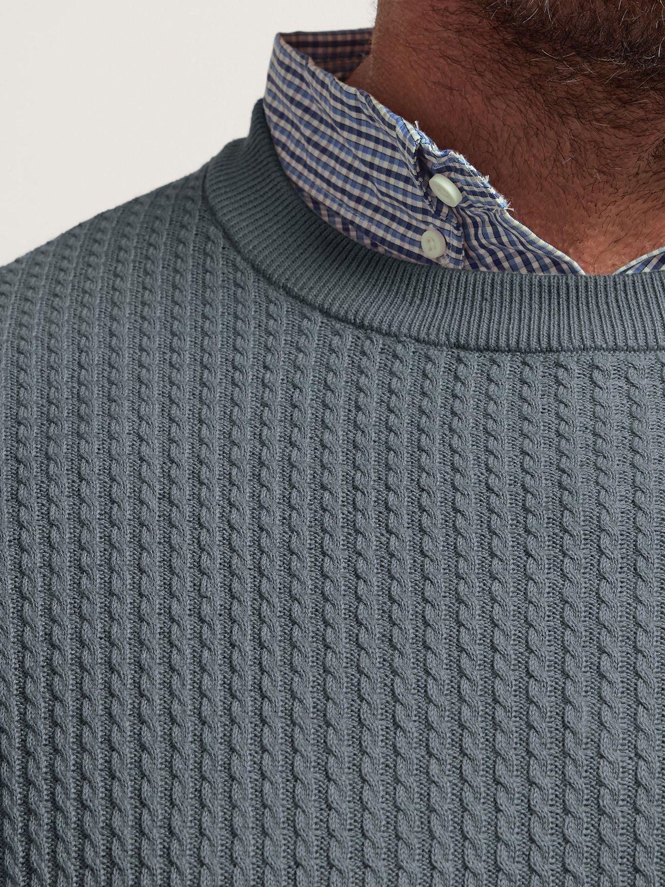 Image 4 of 4 of BadRhino Cable Knit Mock Collar Knitted Jumper - Blue