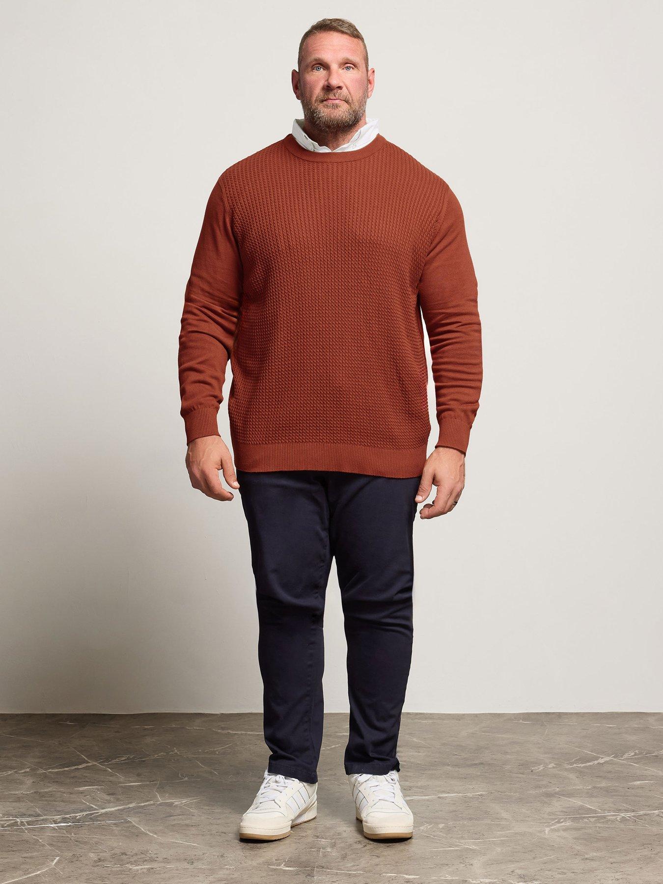 Image 3 of 4 of BadRhino Cable Knit Mock Collar Knitted Jumper - Orange