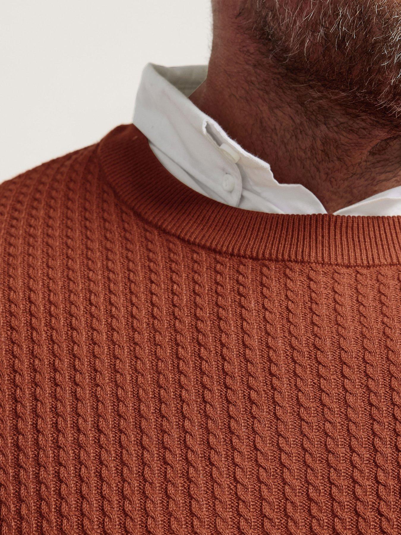 Image 4 of 4 of BadRhino Cable Knit Mock Collar Knitted Jumper - Orange