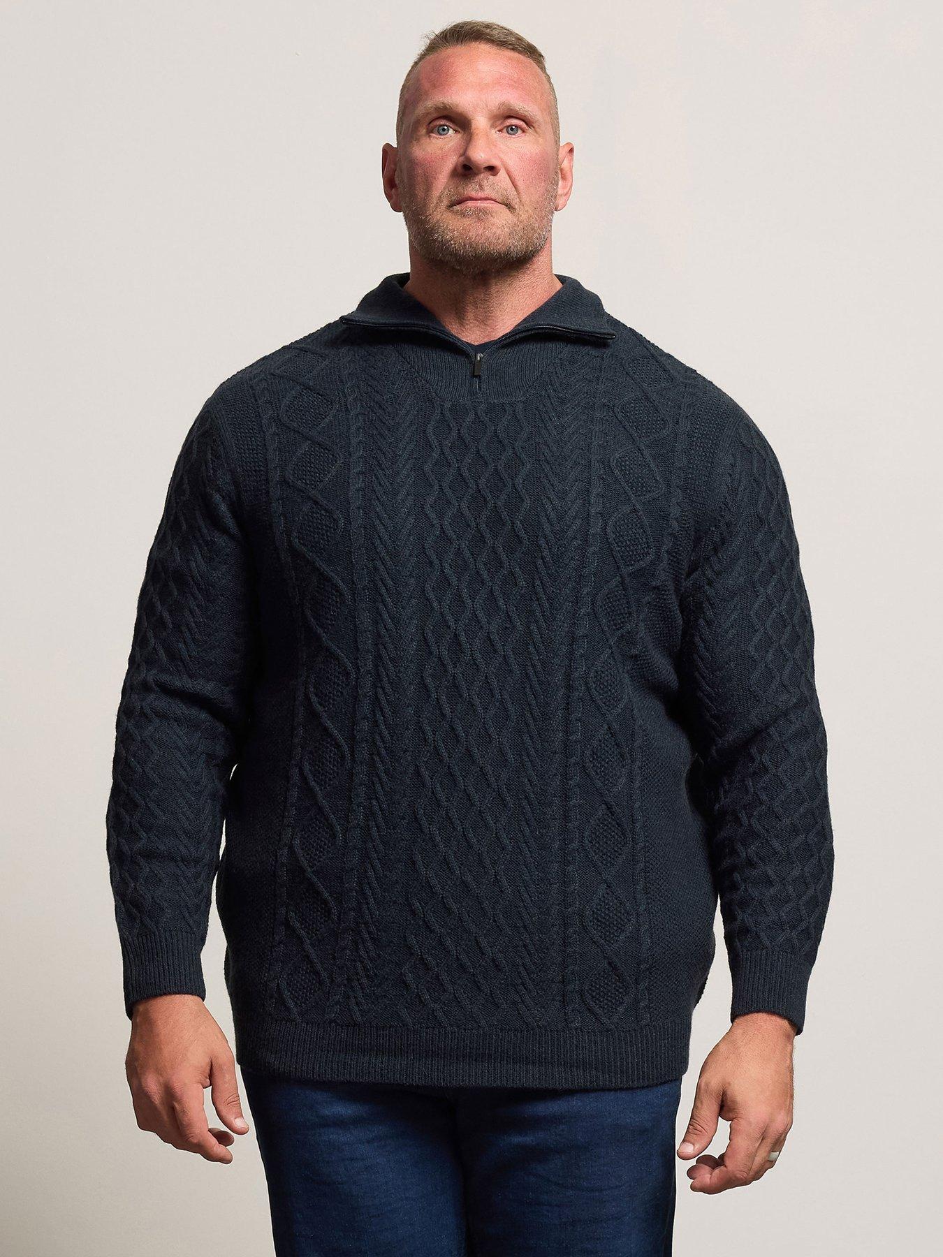 undefined Cable Half Zip Knitted Jumper - Navy