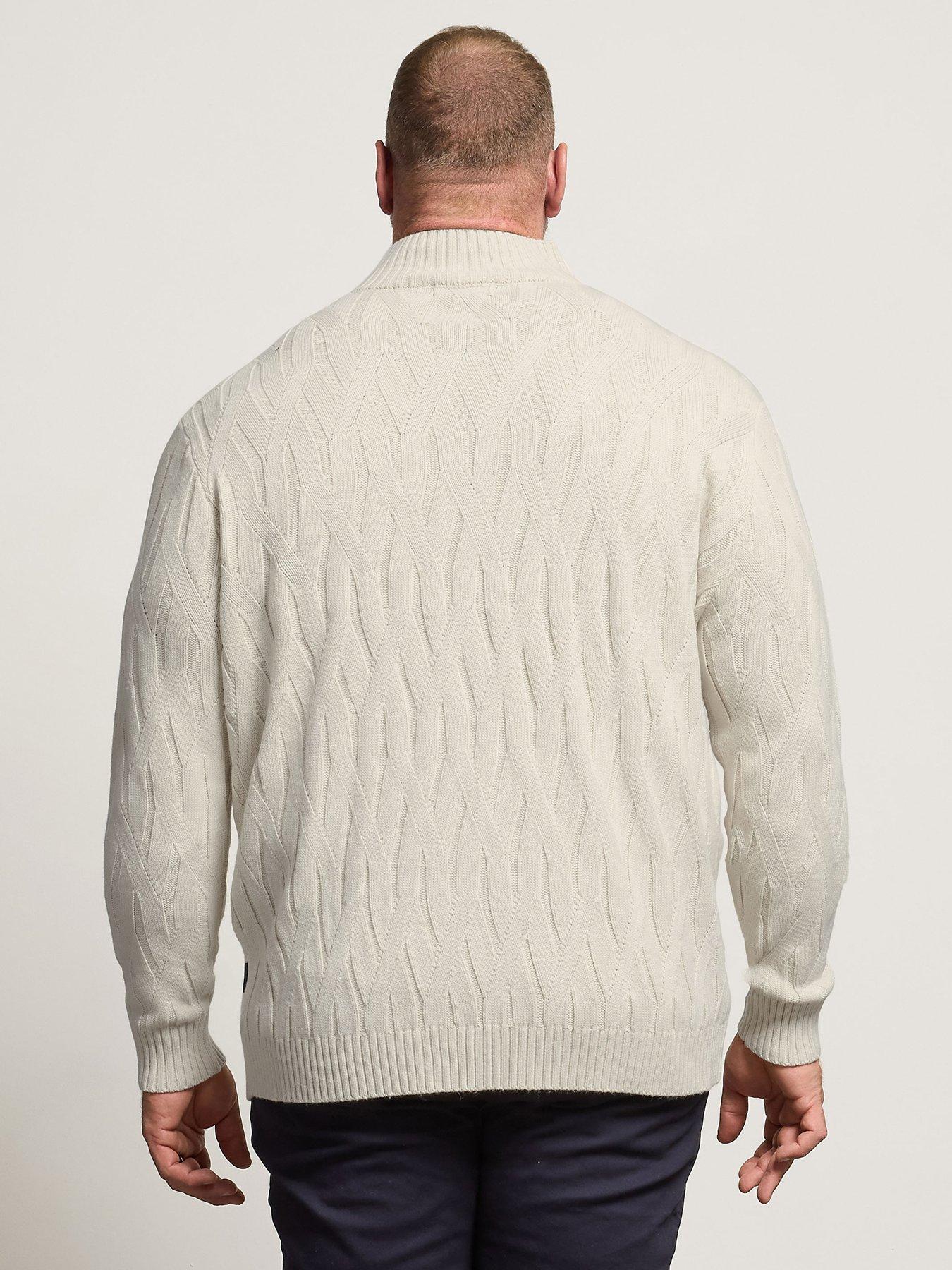 Image 2 of 4 of BadRhino Cable Half Zip Knitted Jumper - Cream