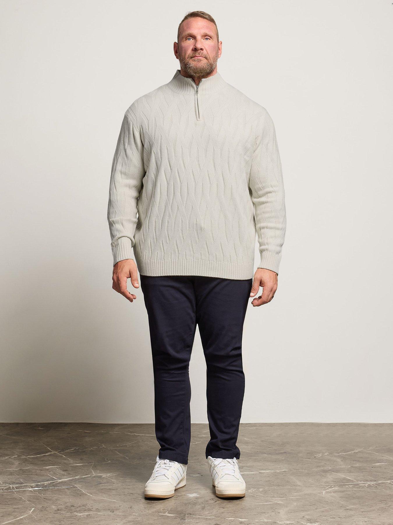 Image 3 of 4 of BadRhino Cable Half Zip Knitted Jumper - Cream