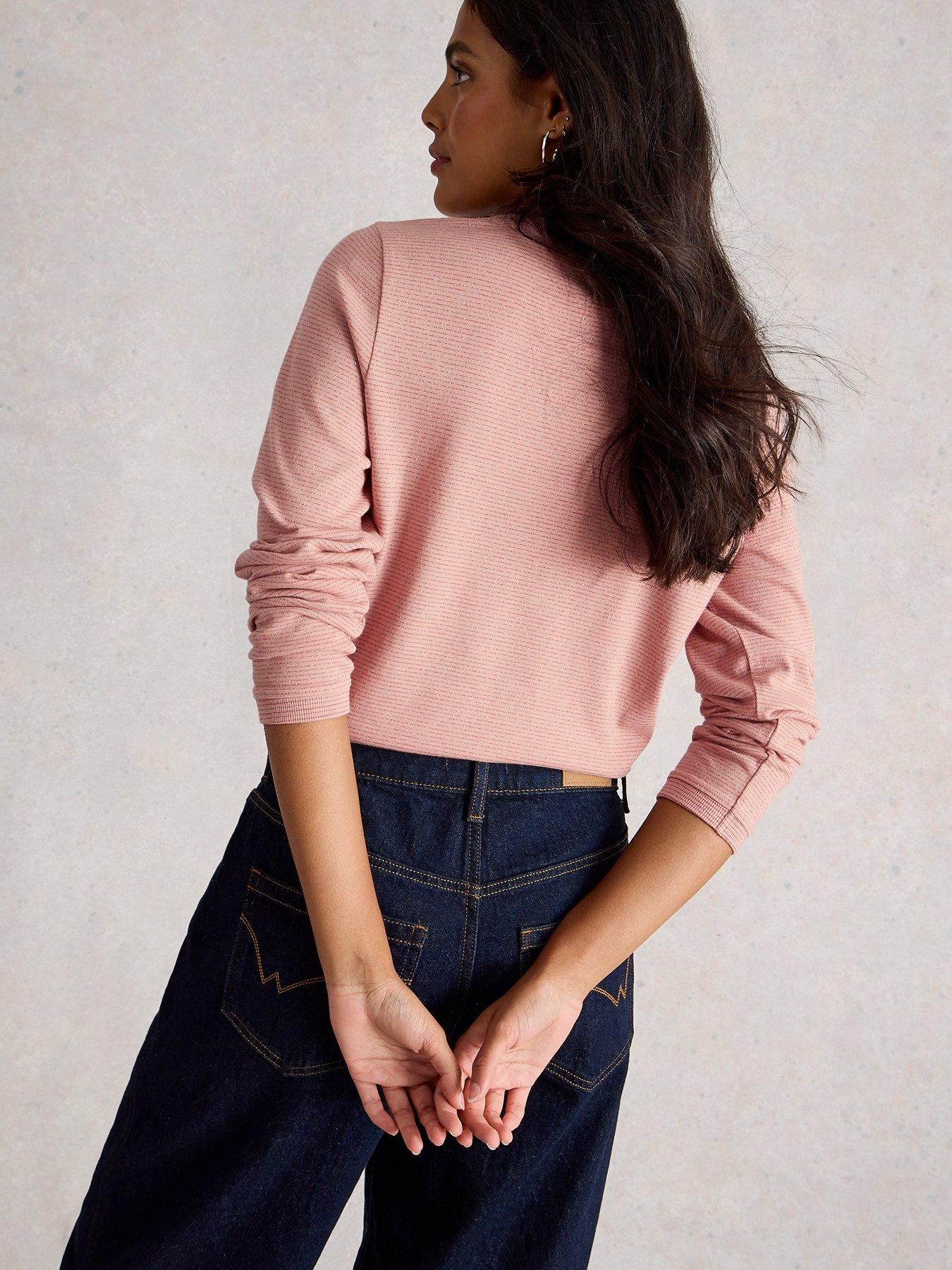 Image 2 of 6 of White Stuff Clara Long Sleeve Sparkle T-Shirt - Pink
